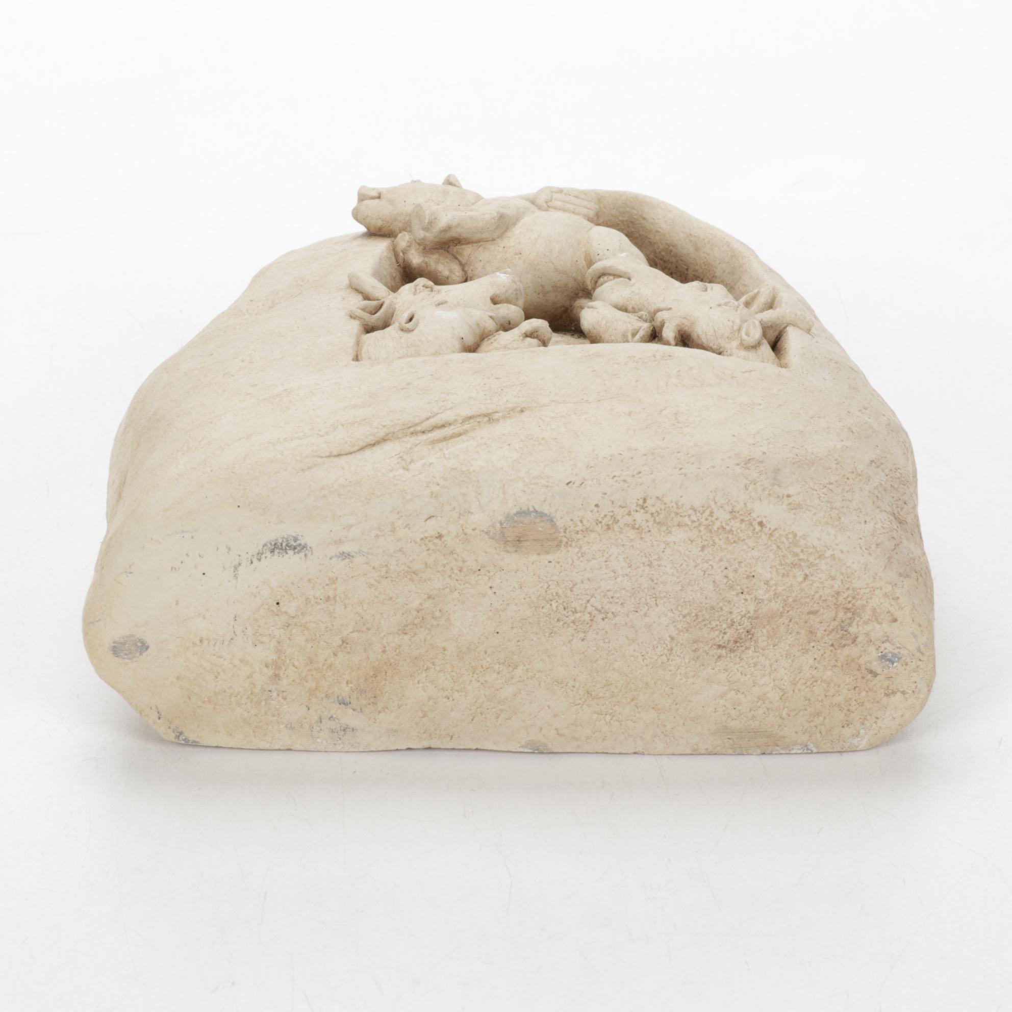 Carruth Animal Themed Mounted Cast Stone Sculptures, 2000s