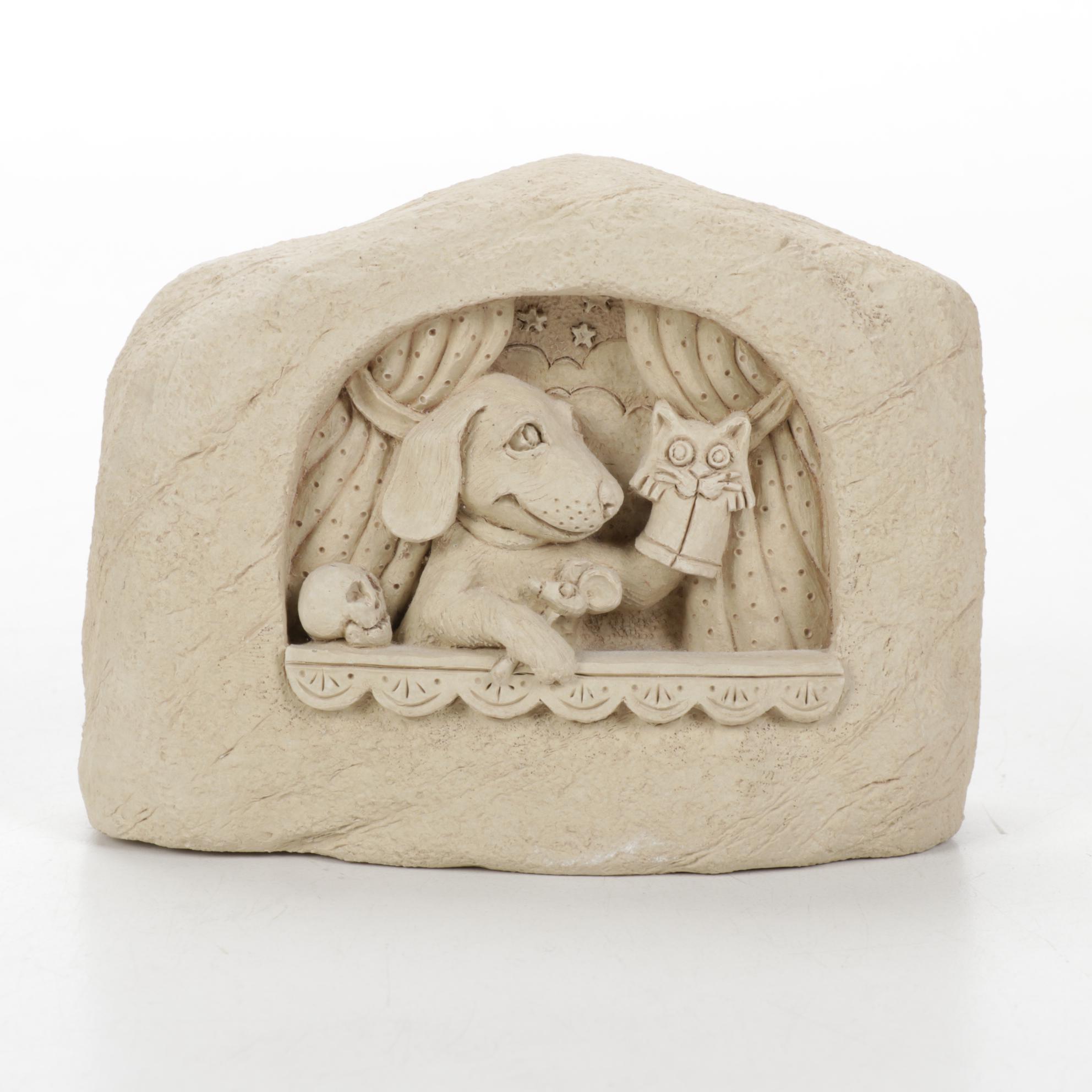 Carruth Animal Themed Mounted Cast Stone Sculptures, 2000s