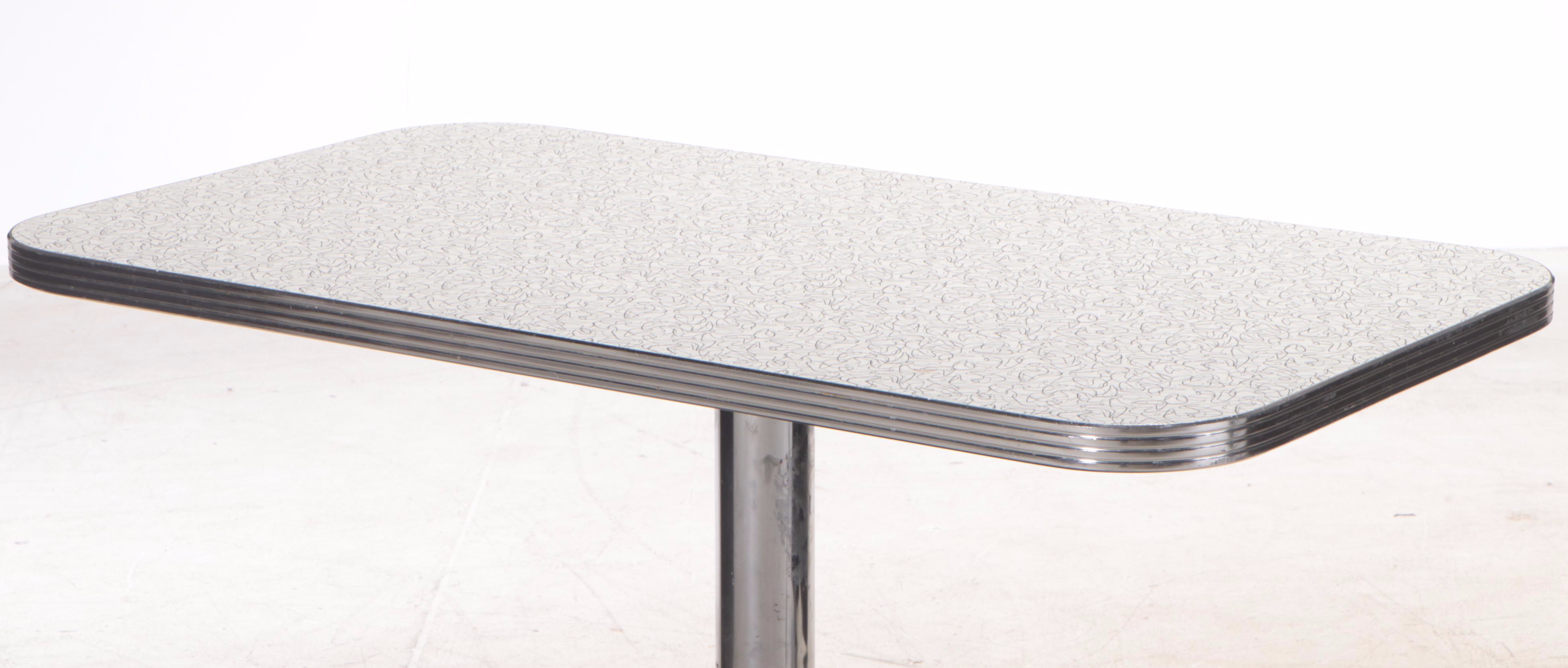 Vitro Retro Diner Style Metallic Vinyl Banquette Seating with Laminate Table