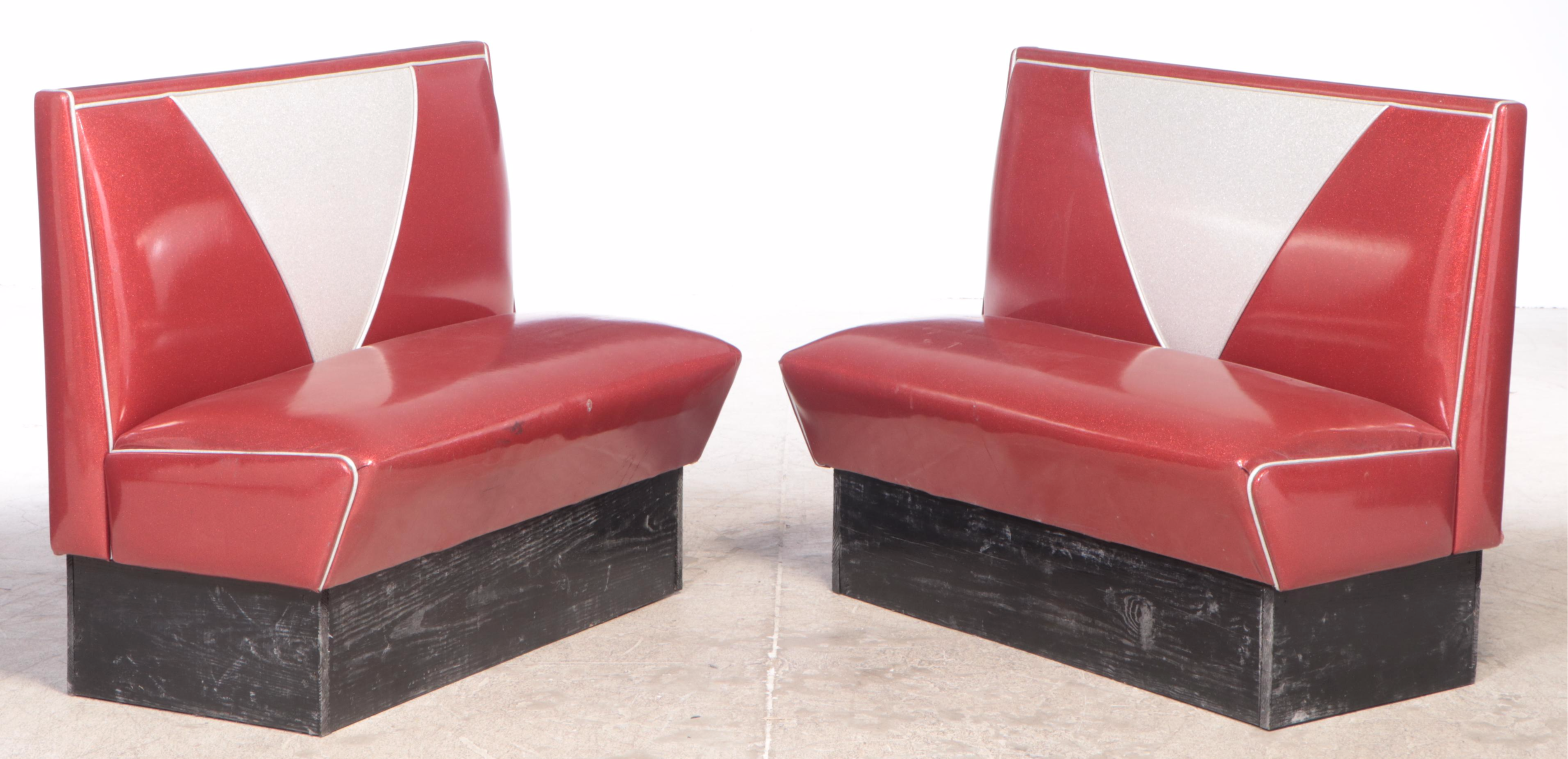 Vitro Retro Diner Style Metallic Vinyl Banquette Seating with Laminate Table