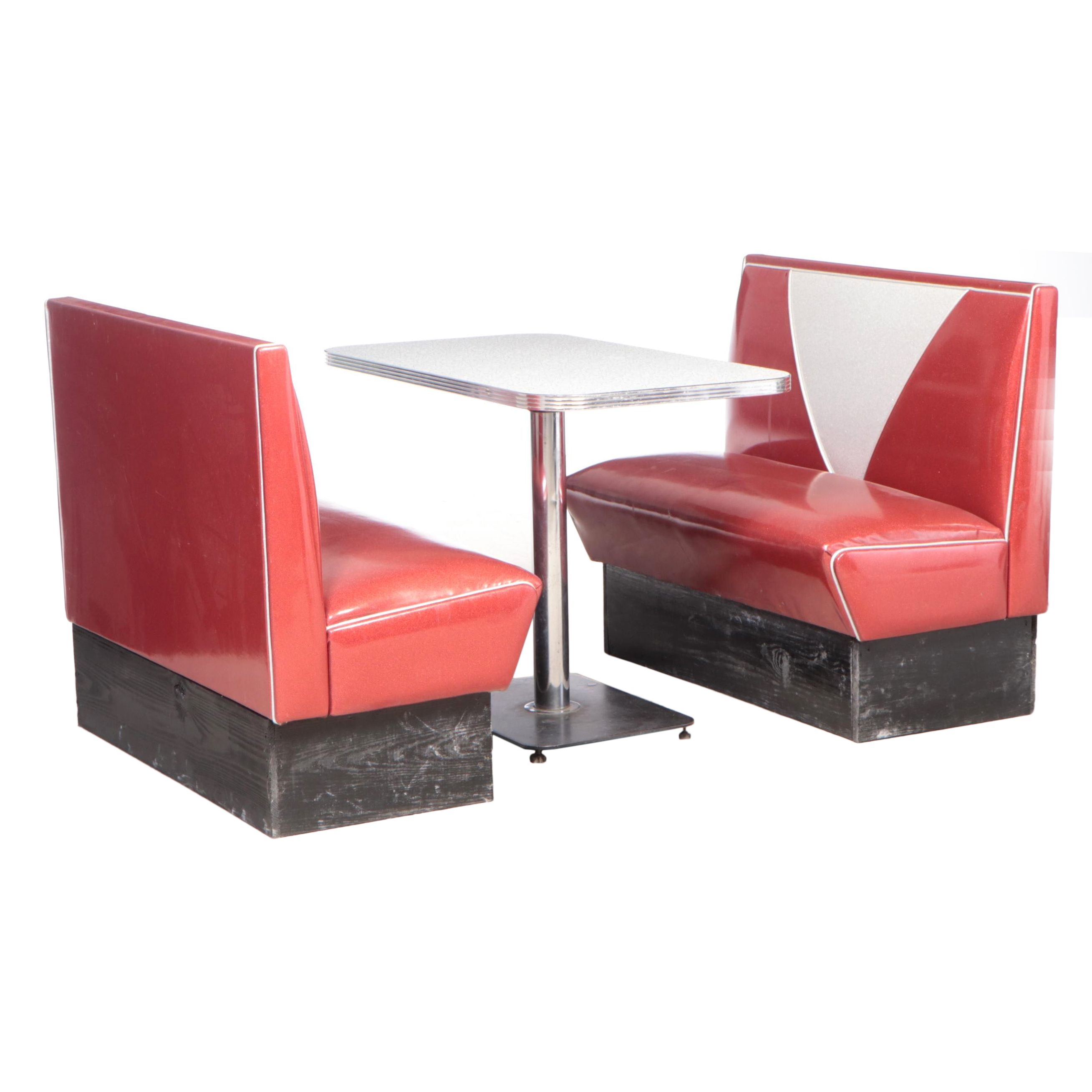Vitro Retro Diner Style Metallic Vinyl Banquette Seating with Laminate Table