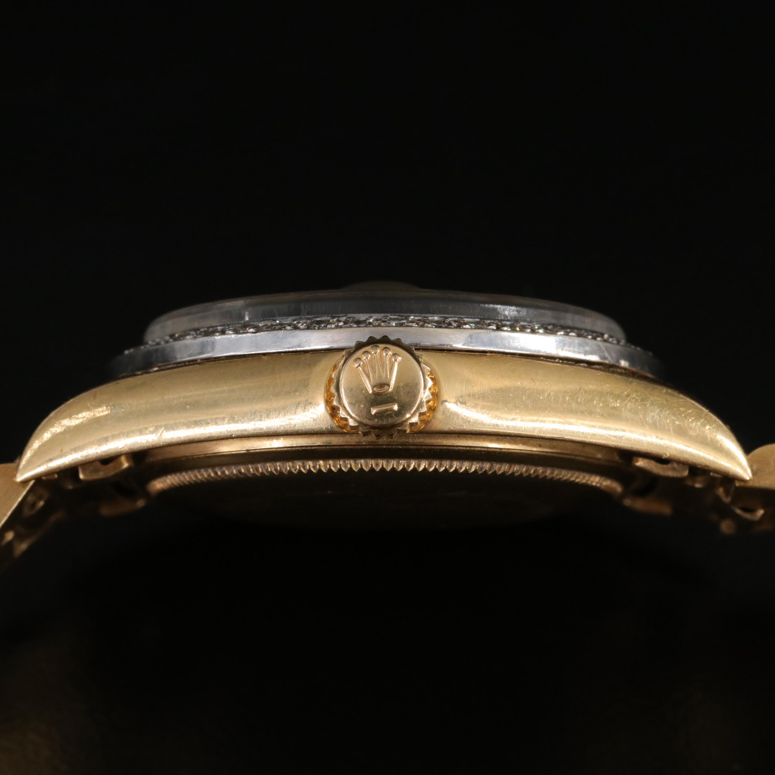 1974 Rolex Day-Date 1.09 CTW Diamond Bezel and Dial 18K Watch
