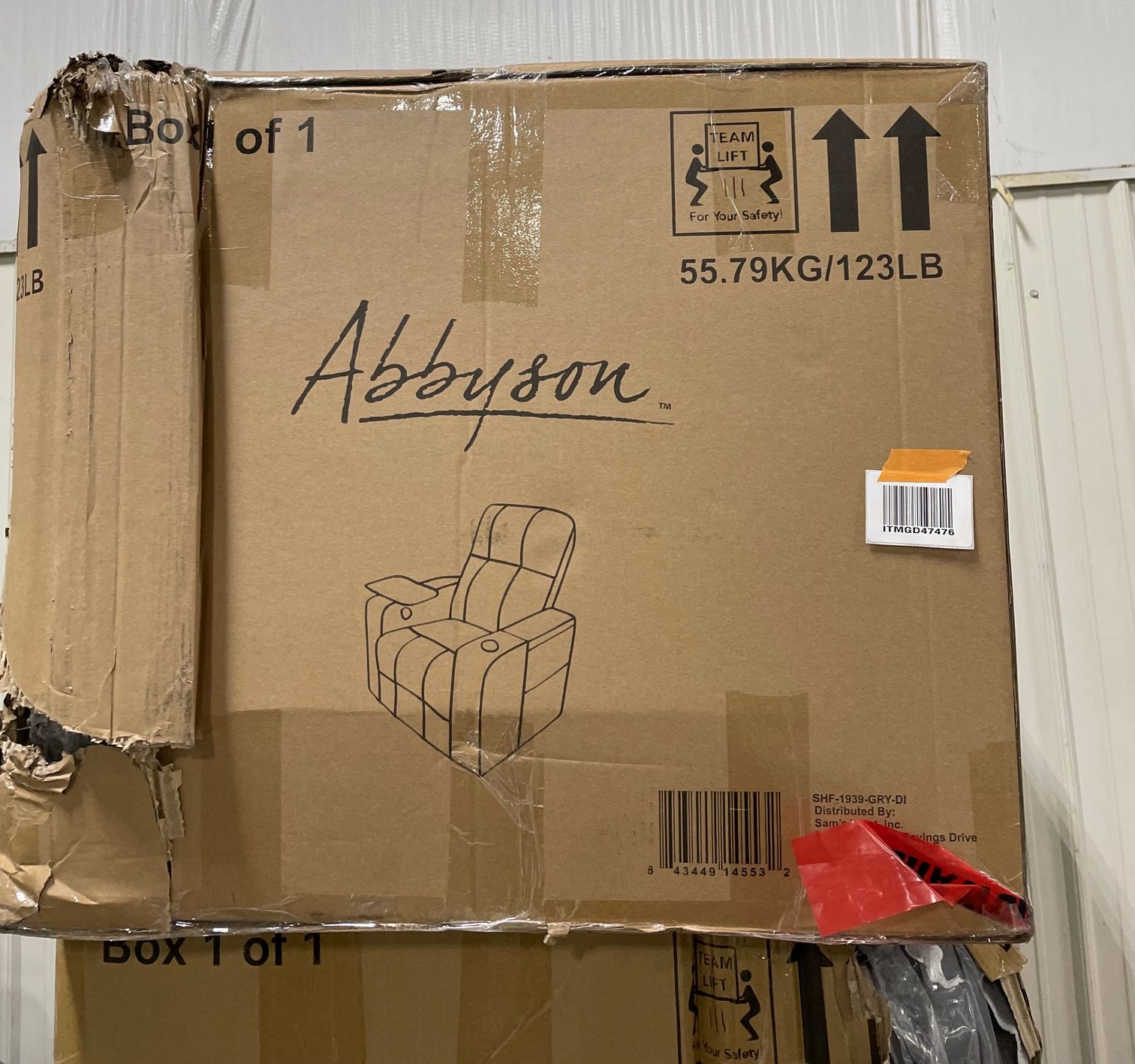 Abbyson Living "Travis" Power Theater Recliner in Grey