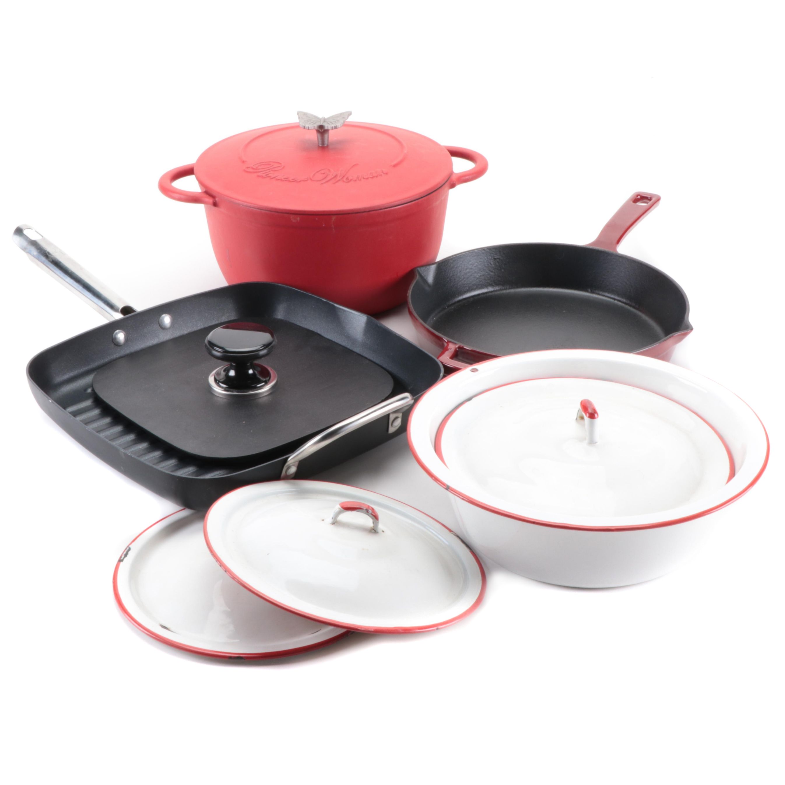 Pioneer Woman Cast Iron Dutch Oven with Other Skillet, Griddle, and More