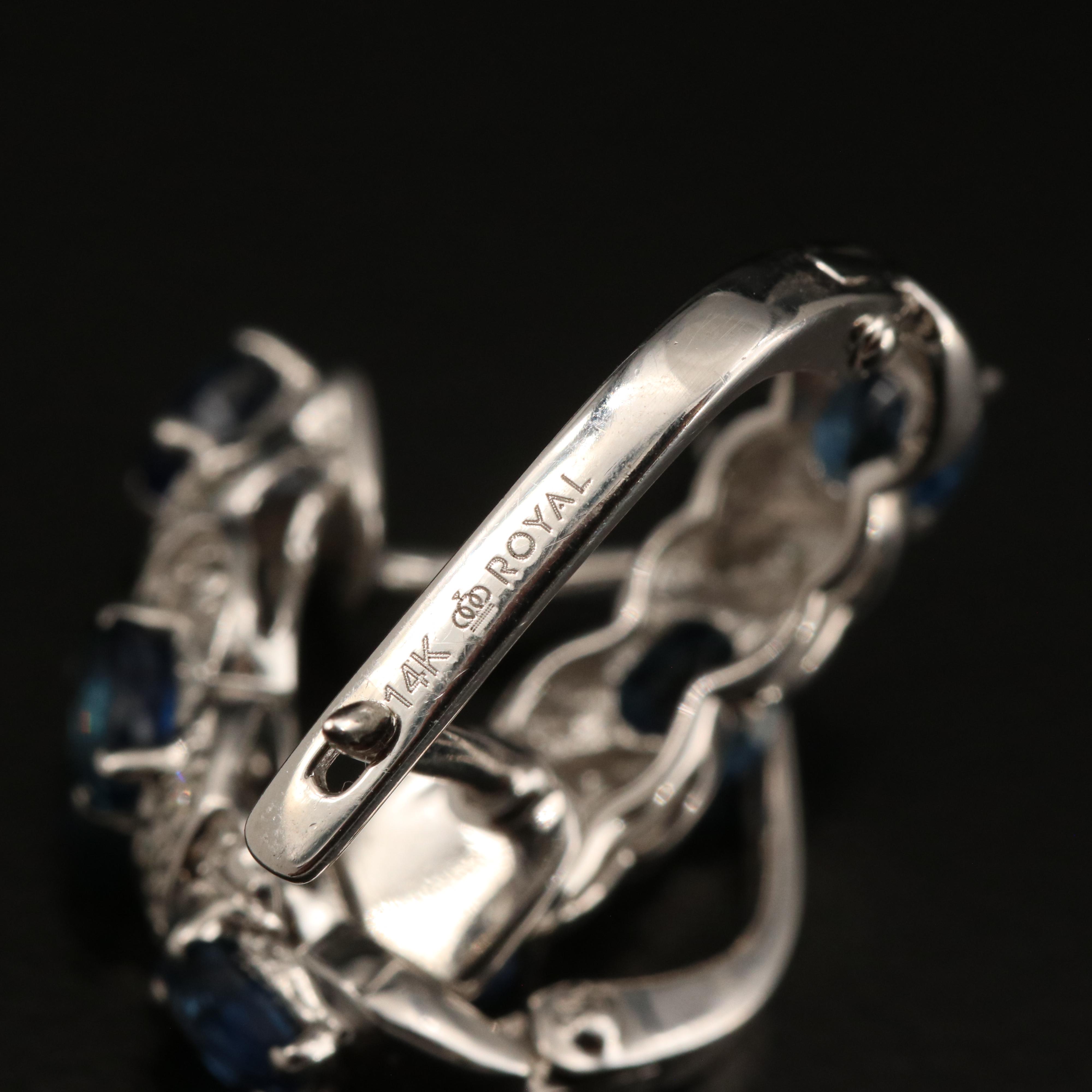 14K Sapphire and Diamond Hoop Earrings