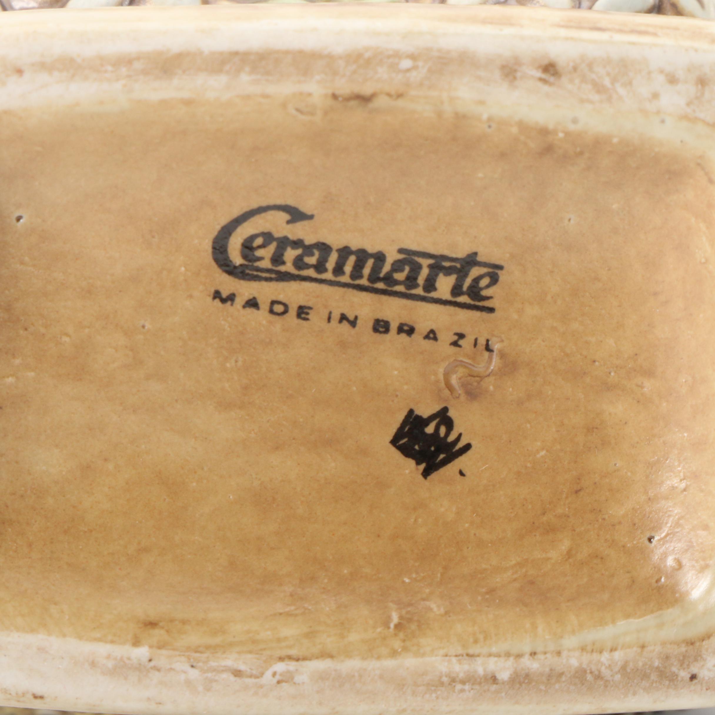 Ceramarte Brazilian Ceramic Decanter and Shot Glasses