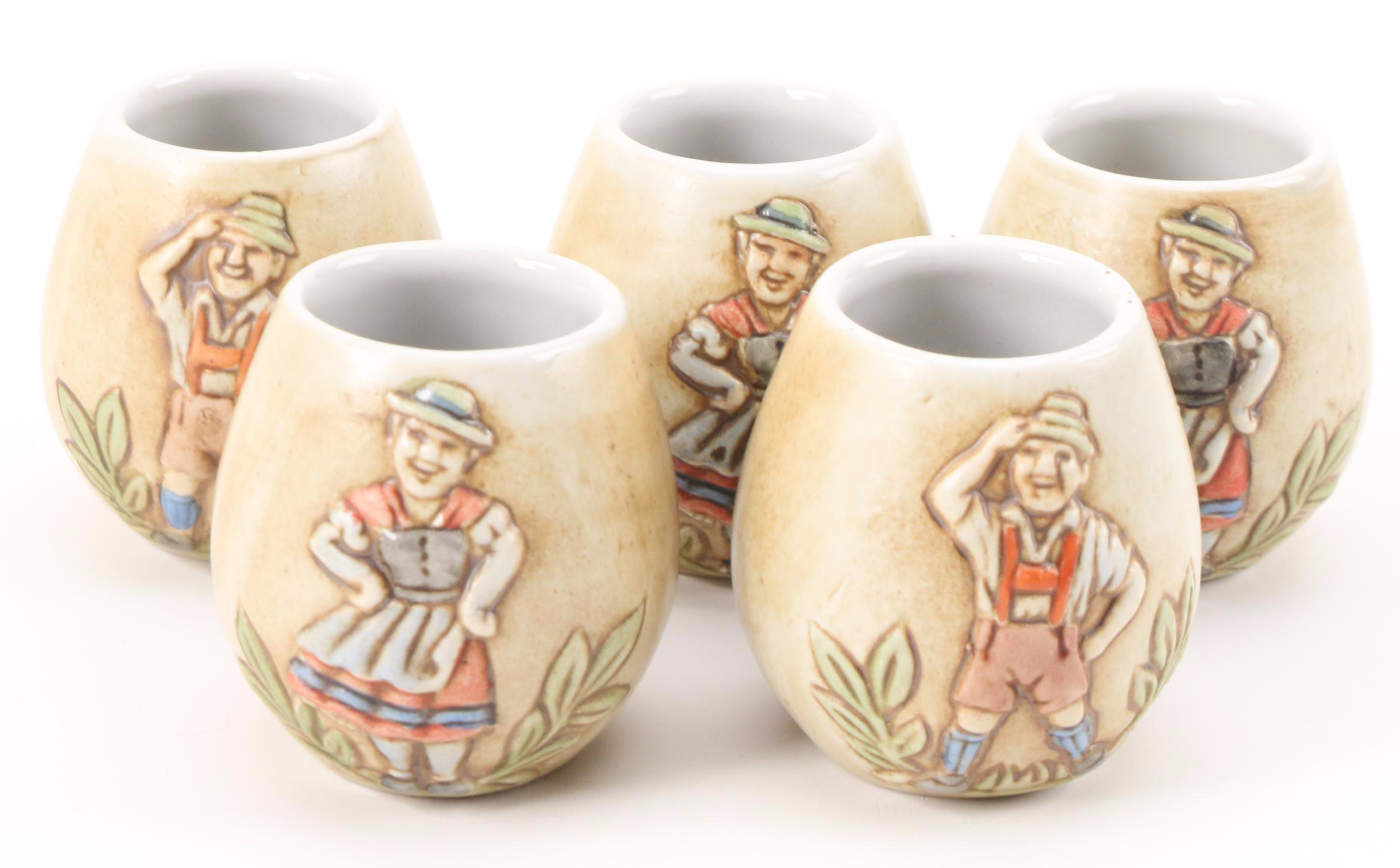 Ceramarte Brazilian Ceramic Decanter and Shot Glasses