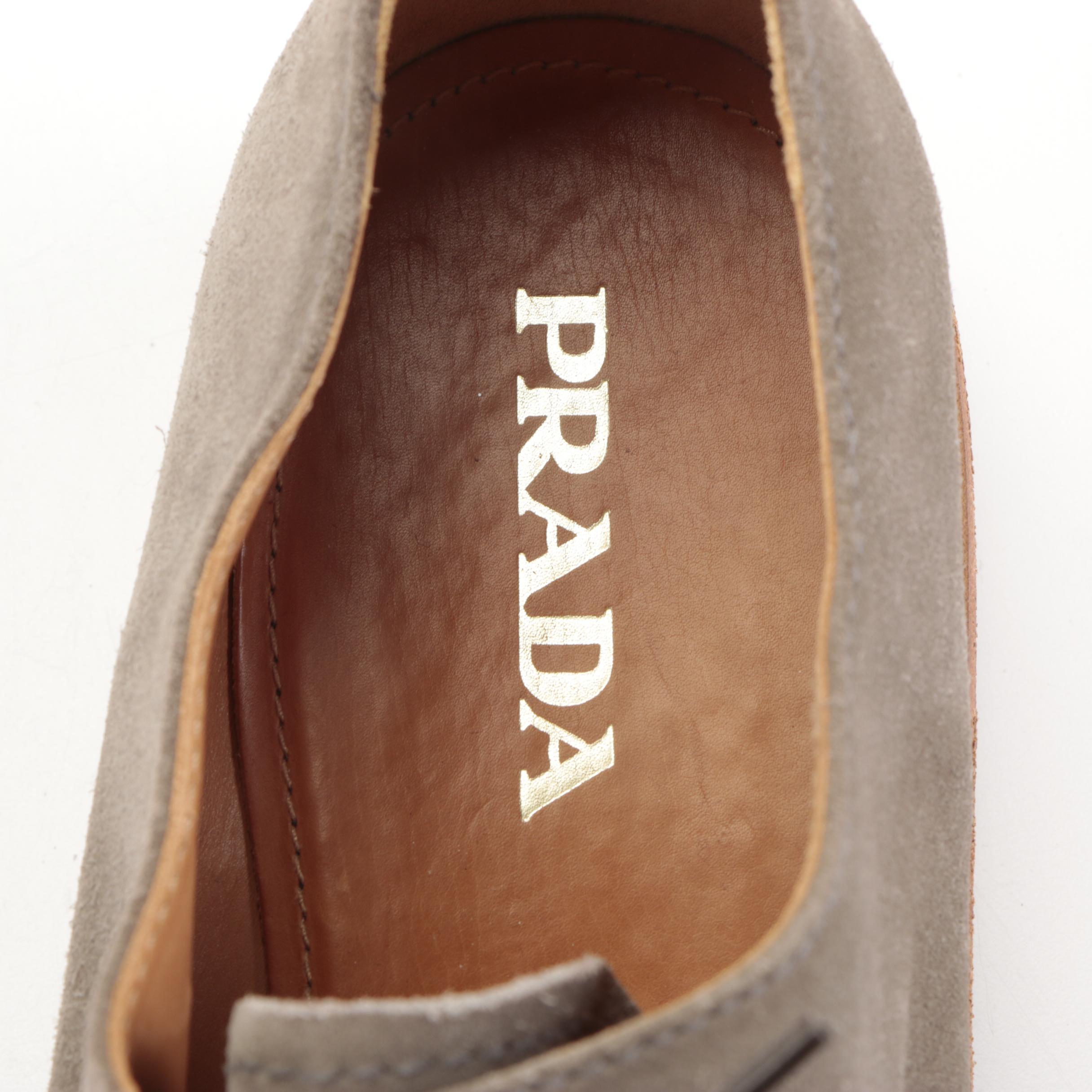 Men's Prada Rodeo Oxfords in Gray Suede