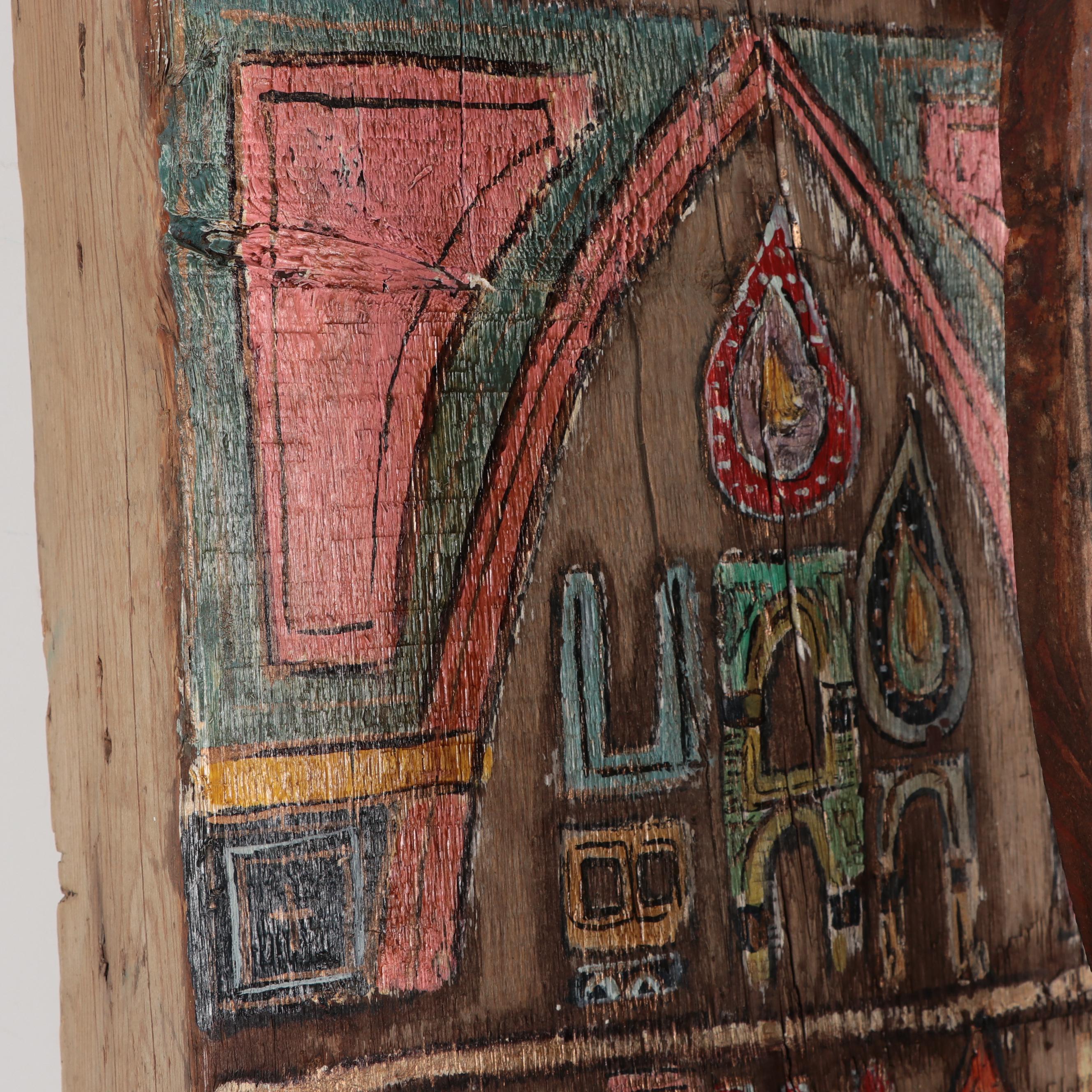 Robert Qualters Folk Art Polychrome Carved Wood Sculpture "King David"