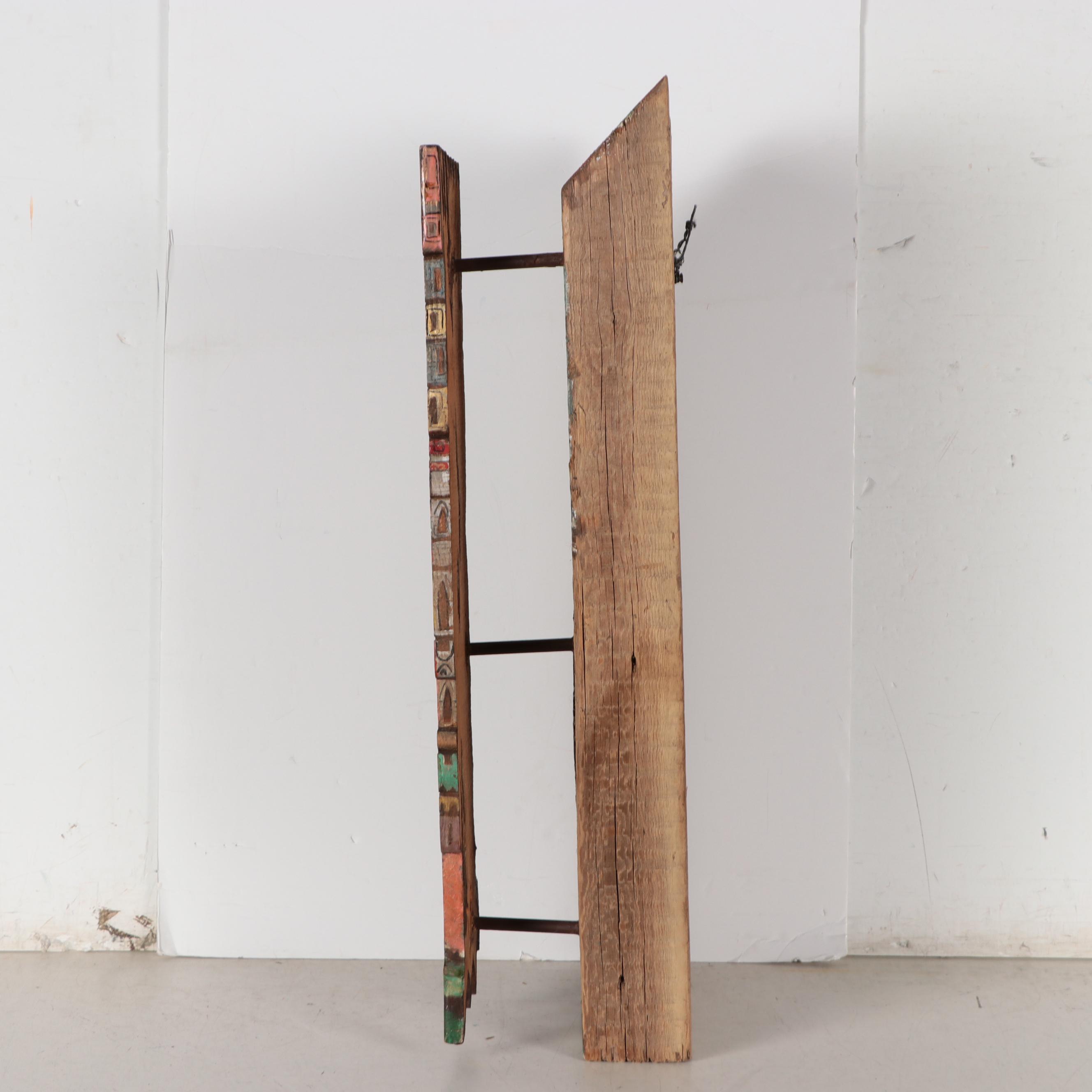 Robert Qualters Folk Art Polychrome Carved Wood Sculpture "King David"