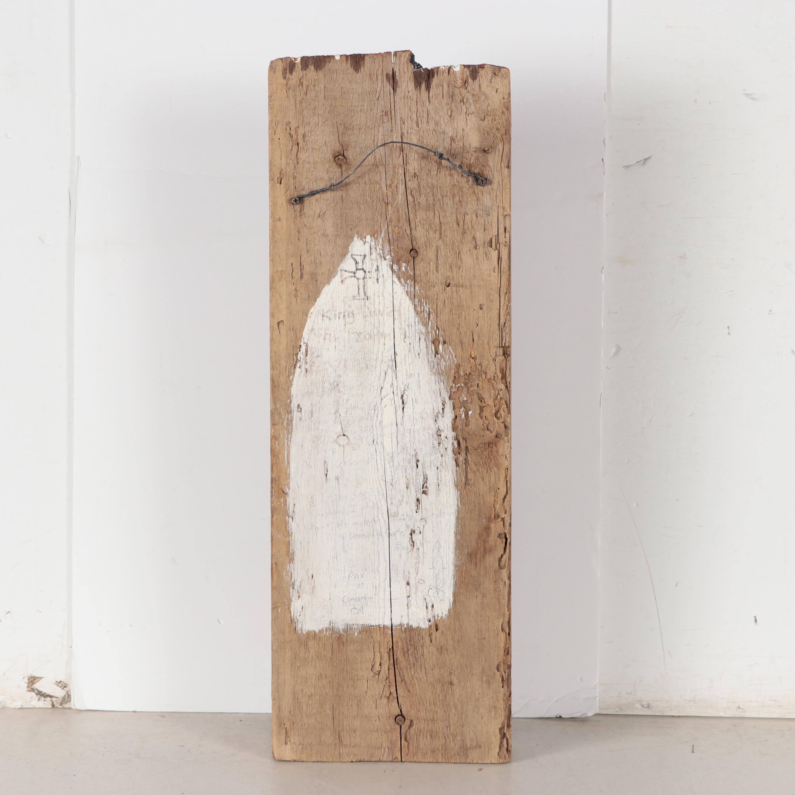 Robert Qualters Folk Art Polychrome Carved Wood Sculpture "King David"