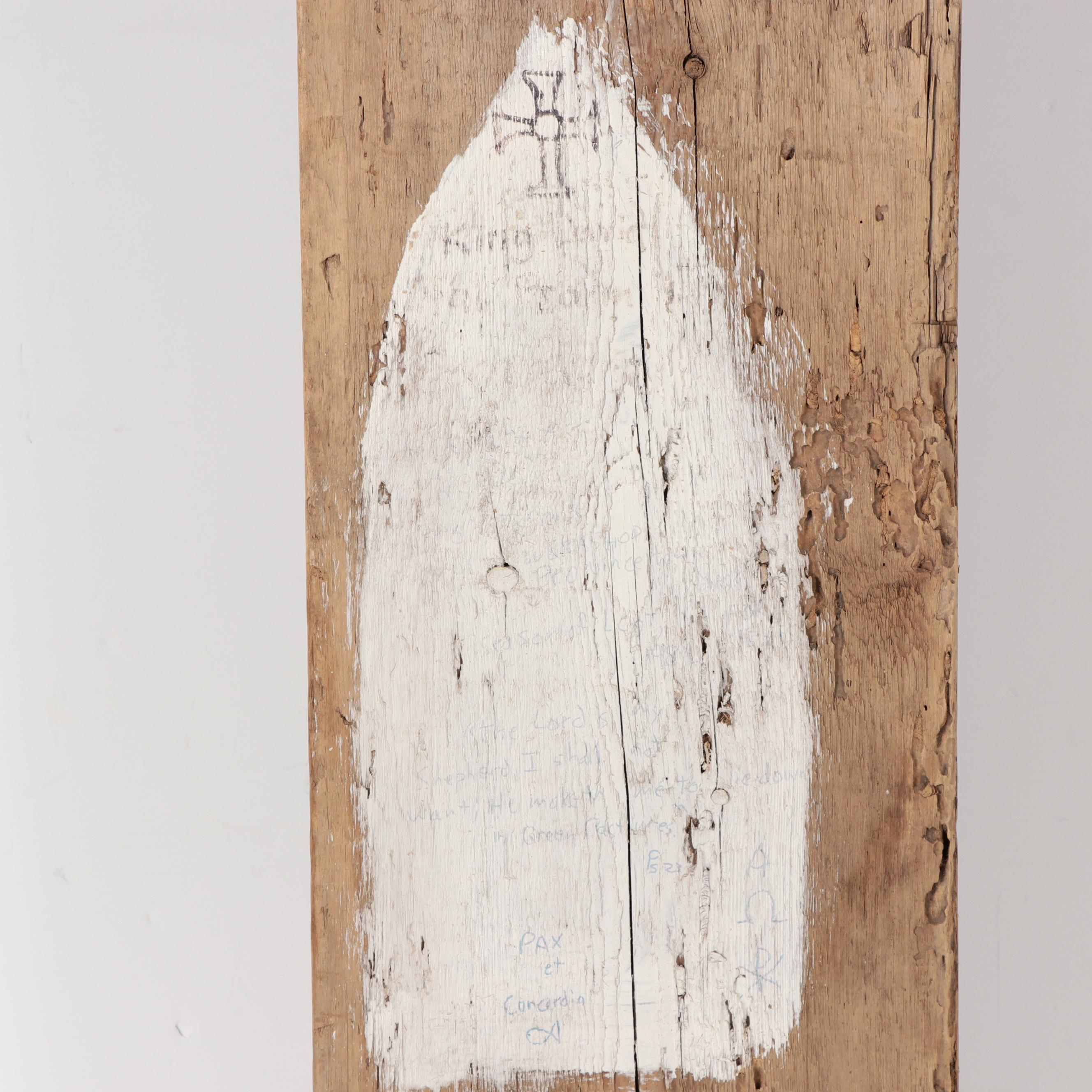 Robert Qualters Folk Art Polychrome Carved Wood Sculpture "King David"