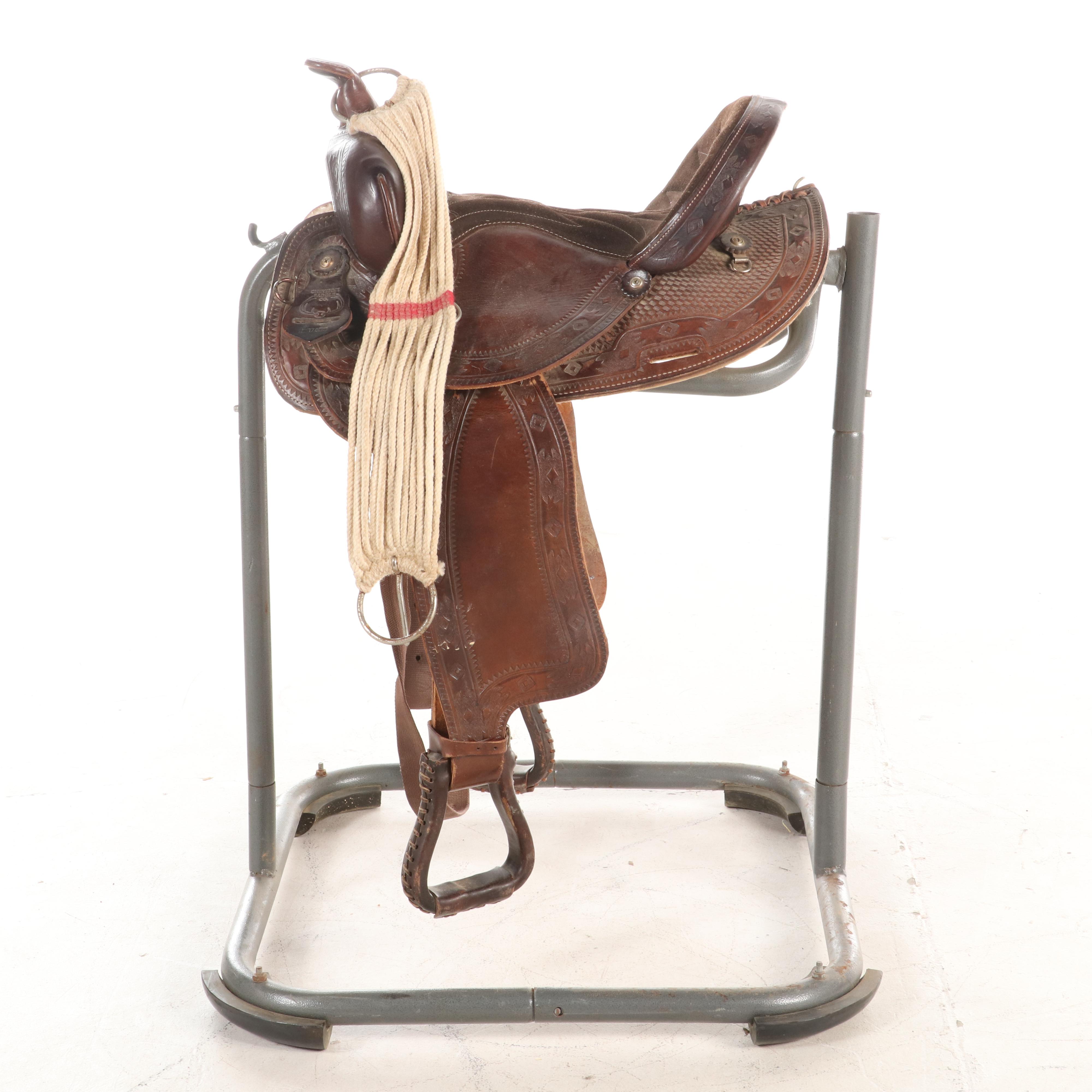 Cheyenne Saddle Co. Western Saddle with Tooled Leather and Suede Seat