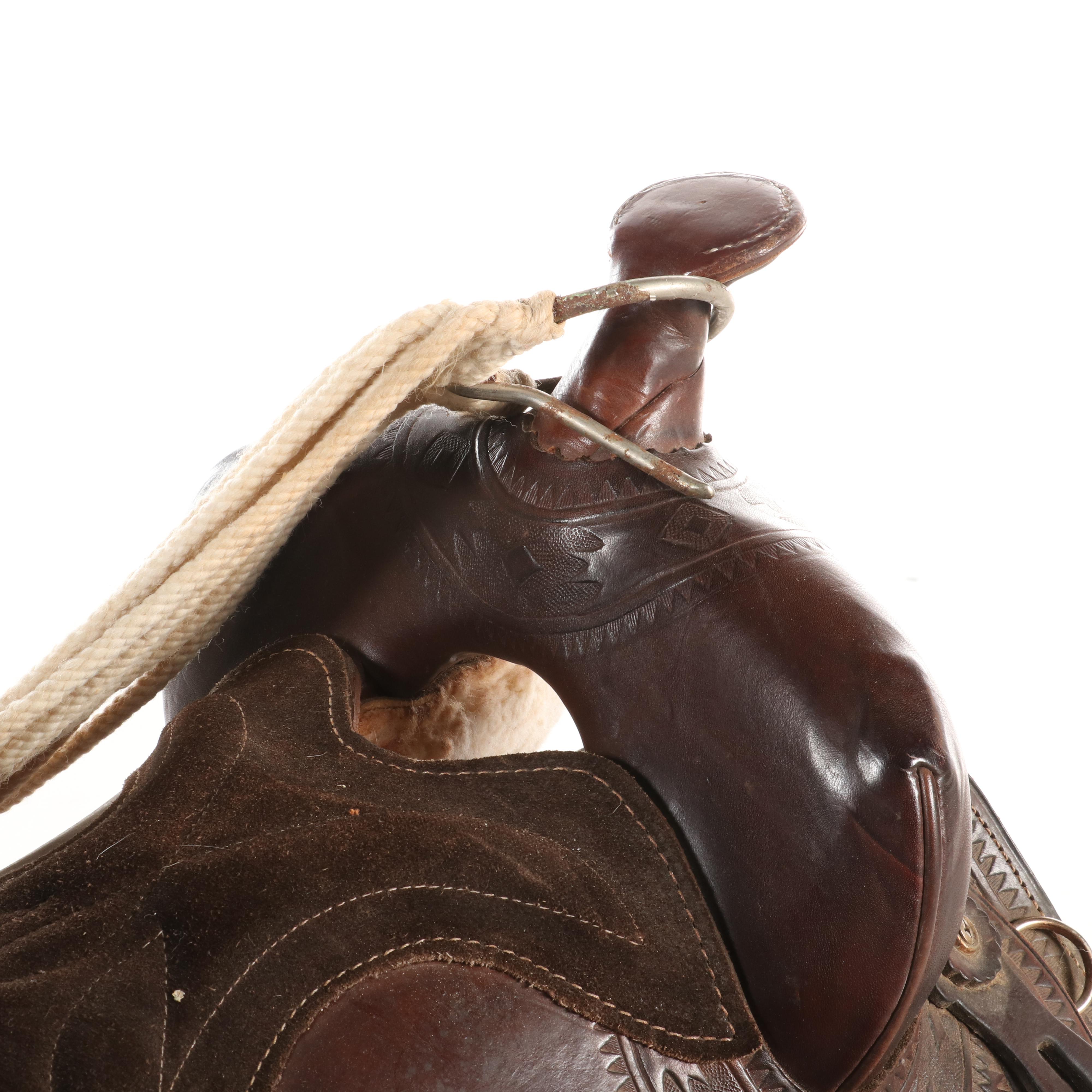 Cheyenne Saddle Co. Western Saddle with Tooled Leather and Suede Seat