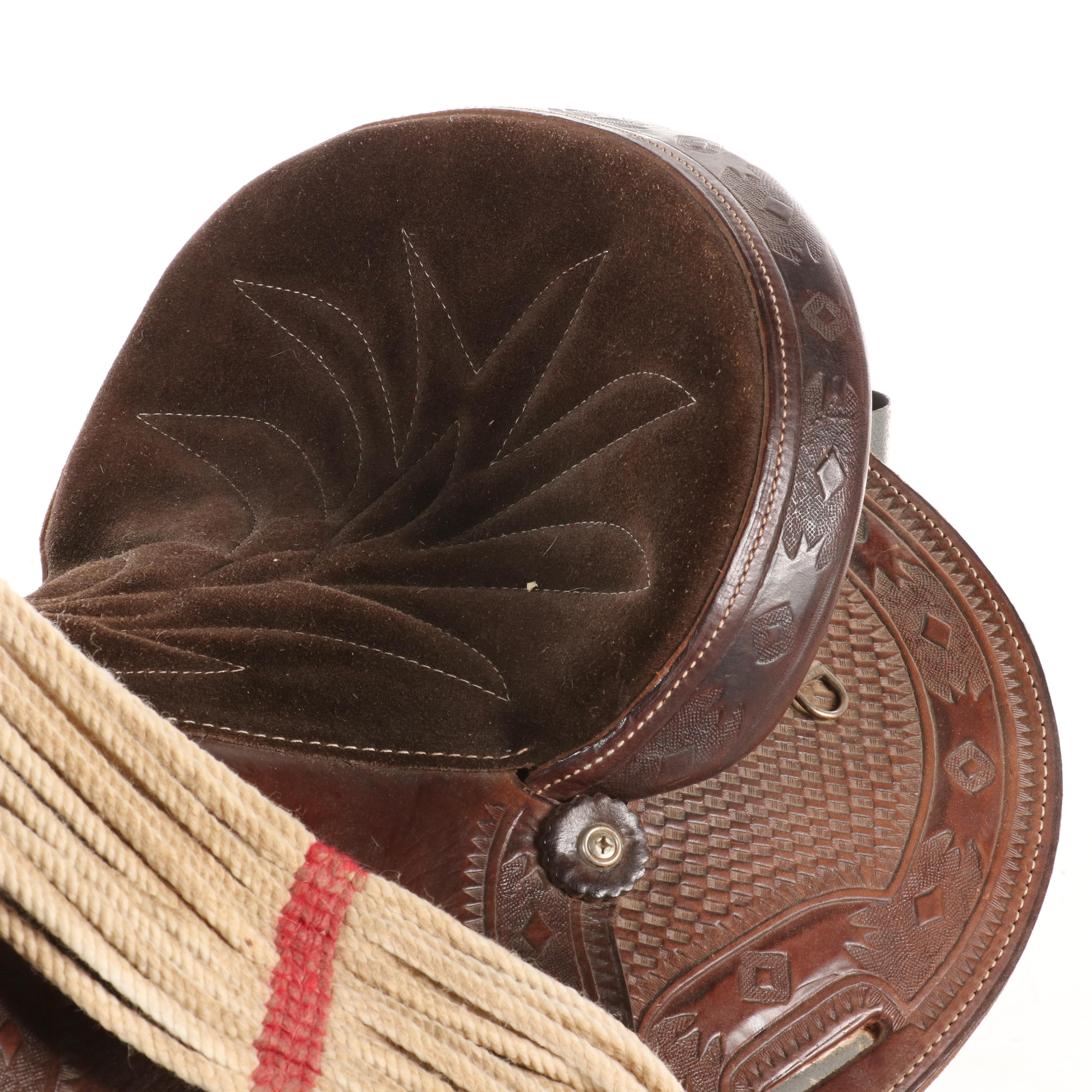 Cheyenne Saddle Co. Western Saddle with Tooled Leather and Suede Seat