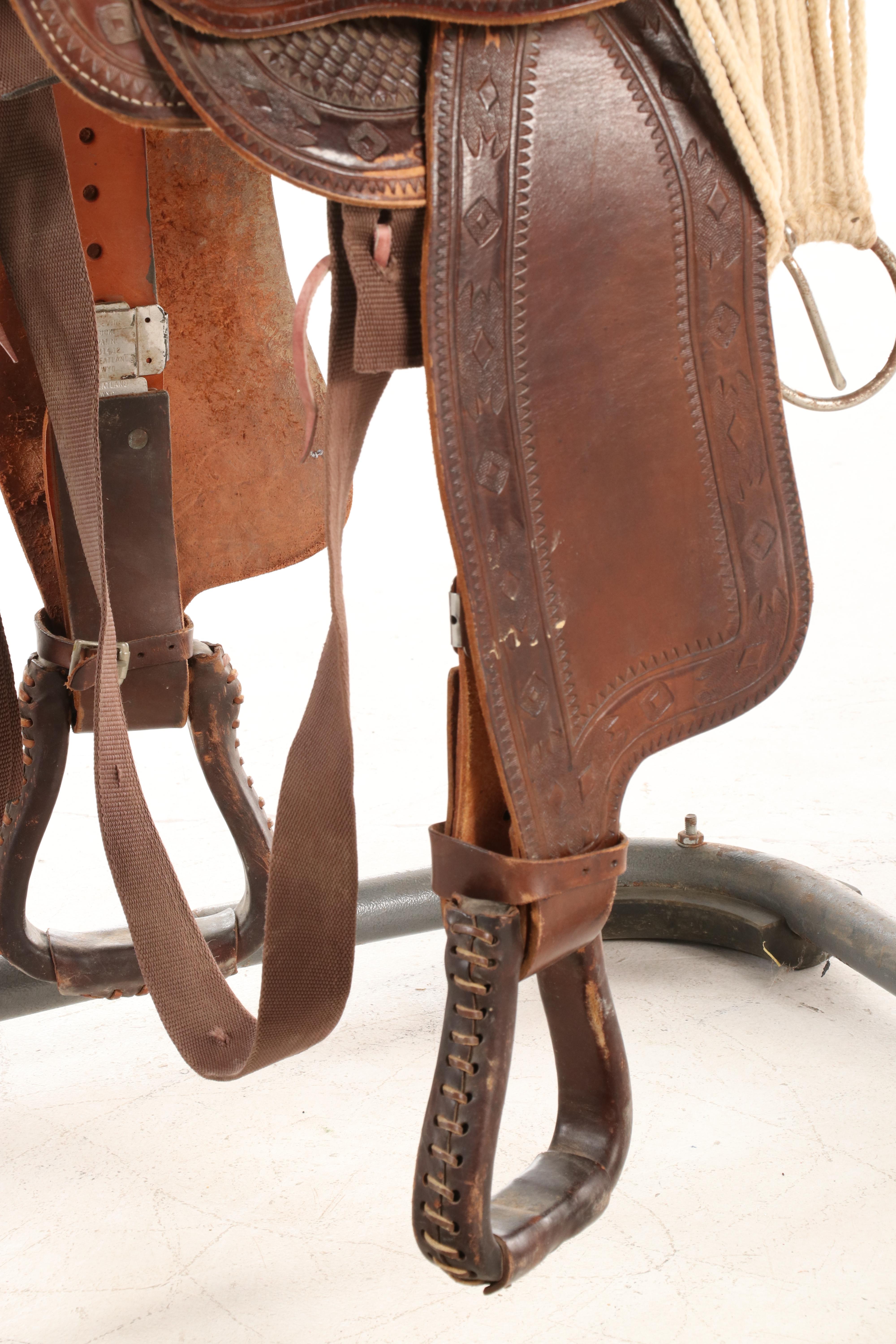 Cheyenne Saddle Co. Western Saddle with Tooled Leather and Suede Seat