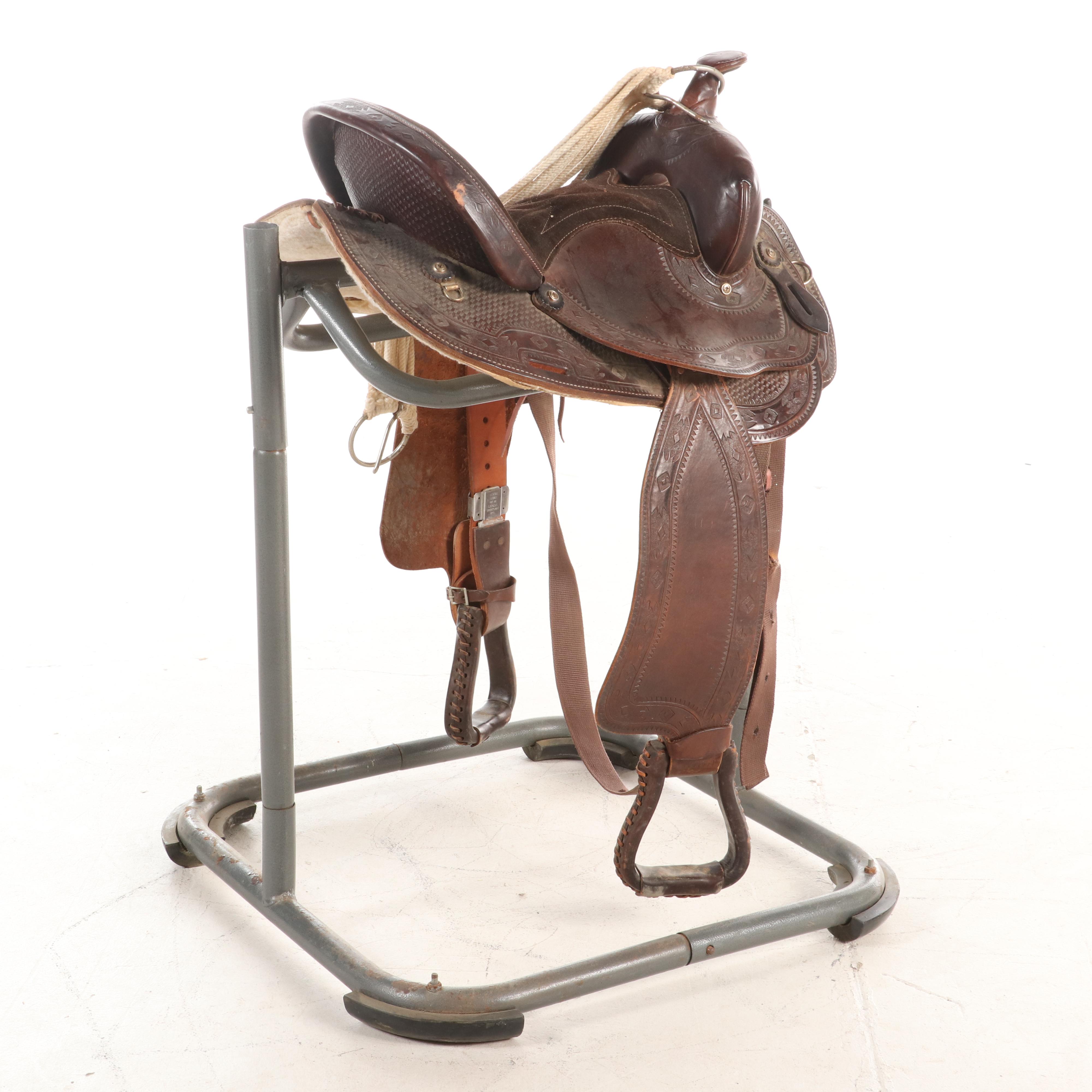 Cheyenne Saddle Co. Western Saddle with Tooled Leather and Suede Seat