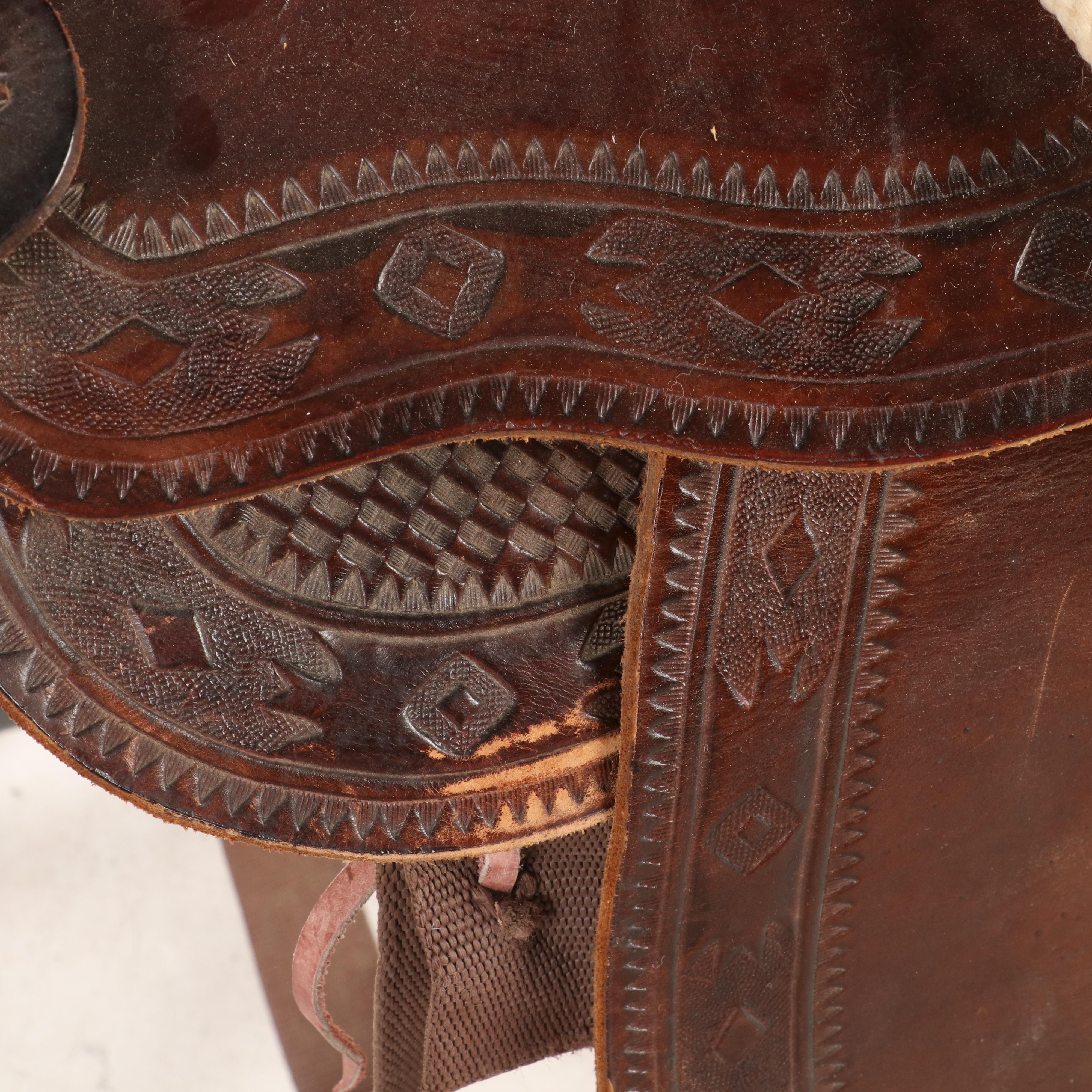 Cheyenne Saddle Co. Western Saddle with Tooled Leather and Suede Seat