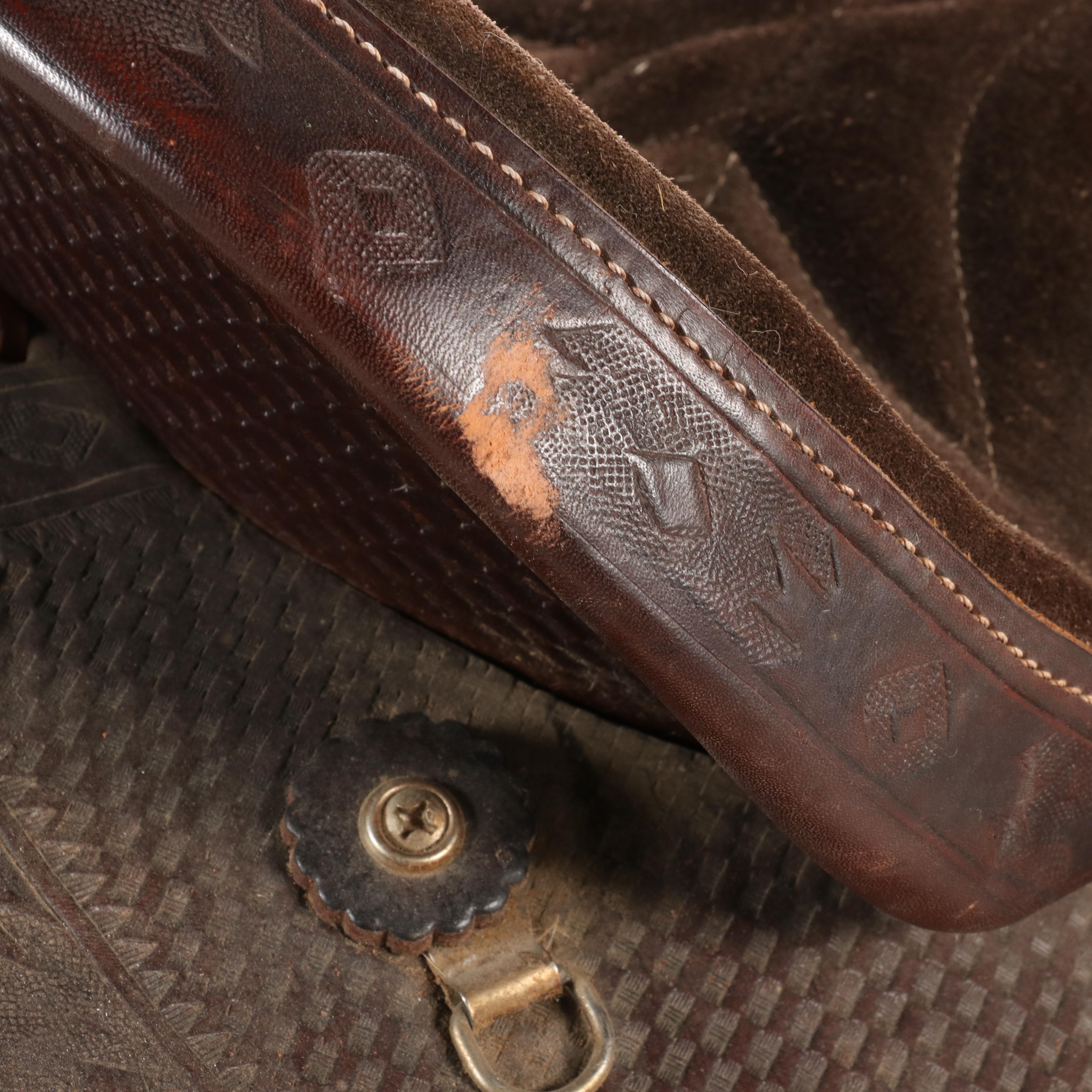 Cheyenne Saddle Co. Western Saddle with Tooled Leather and Suede Seat