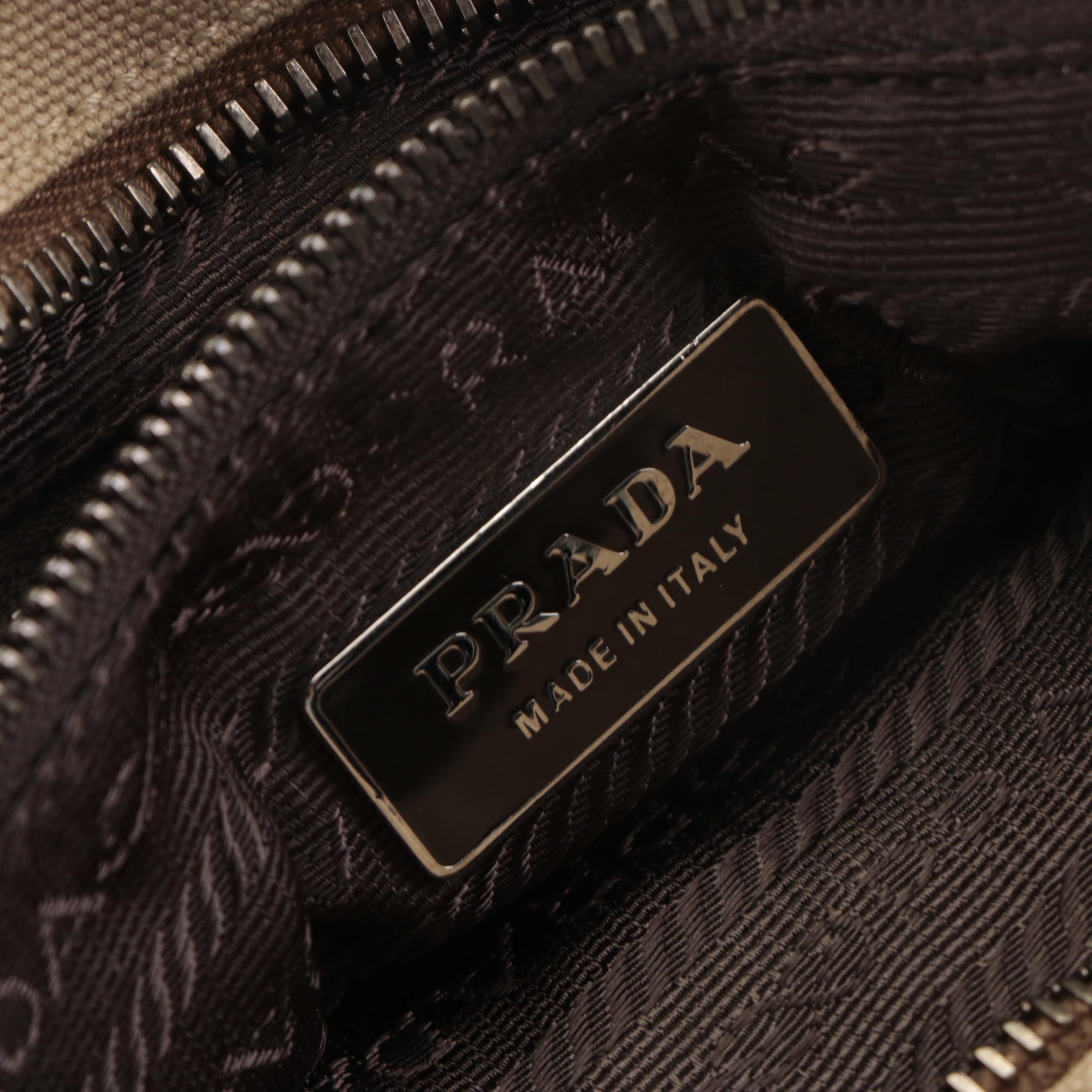 Prada Handbag in Canvas and Orange Leather