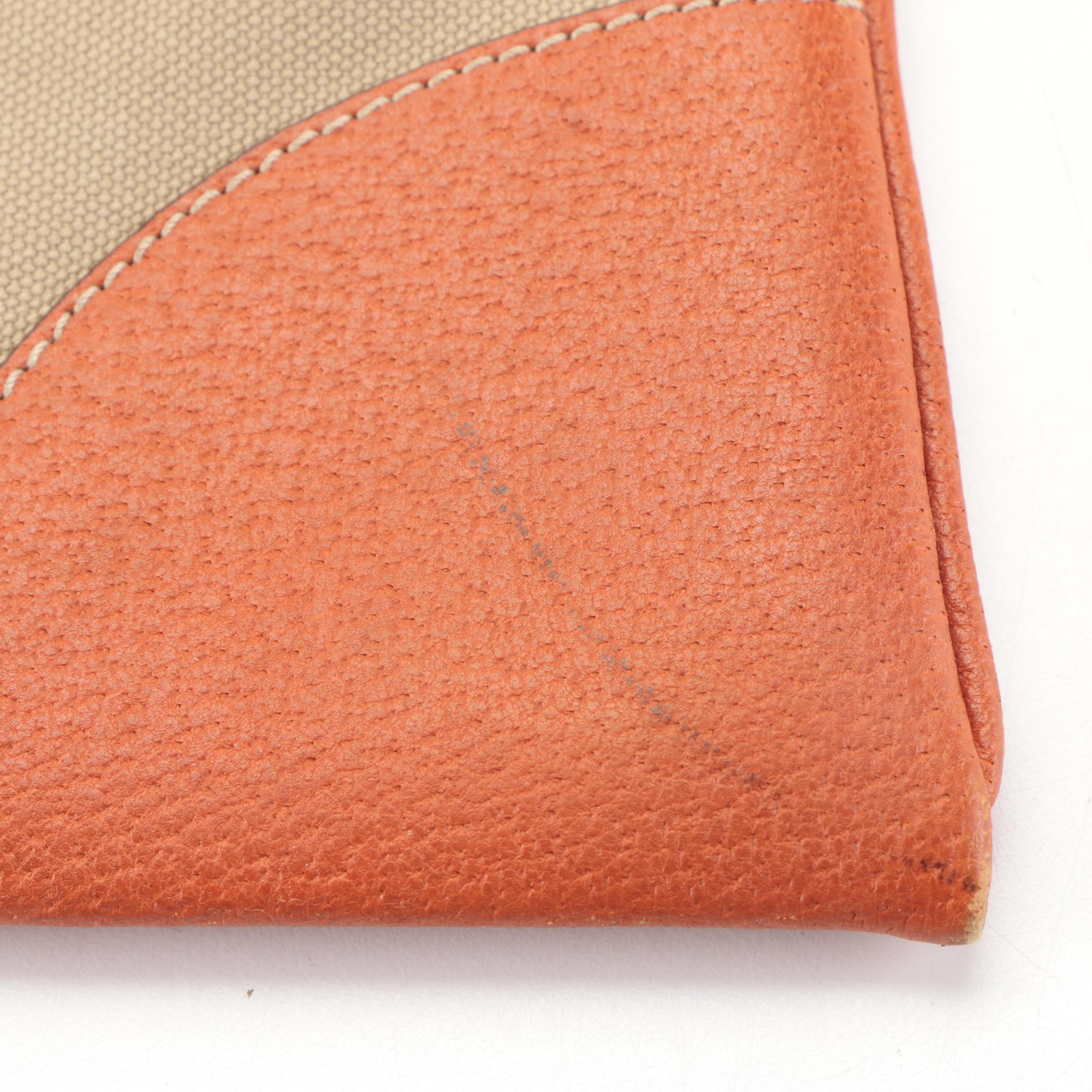 Prada Handbag in Canvas and Orange Leather