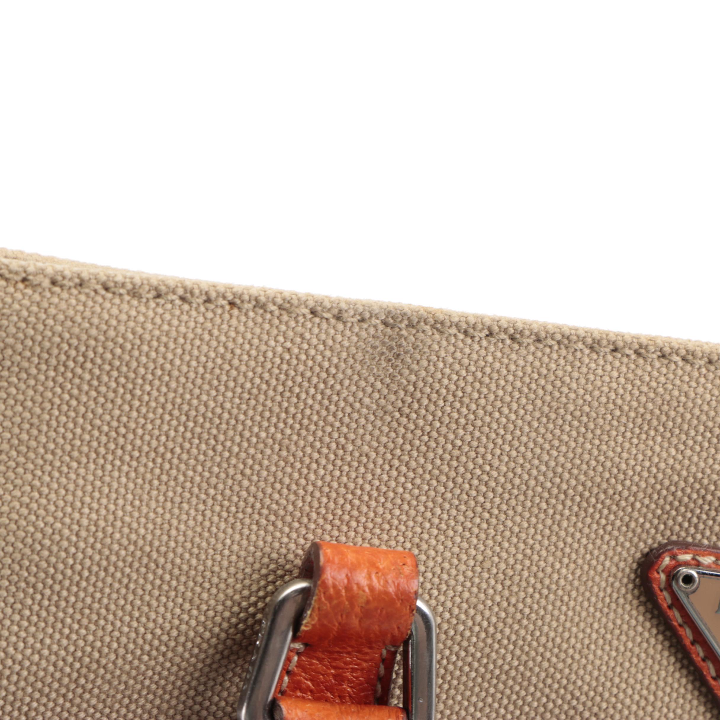 Prada Handbag in Canvas and Orange Leather