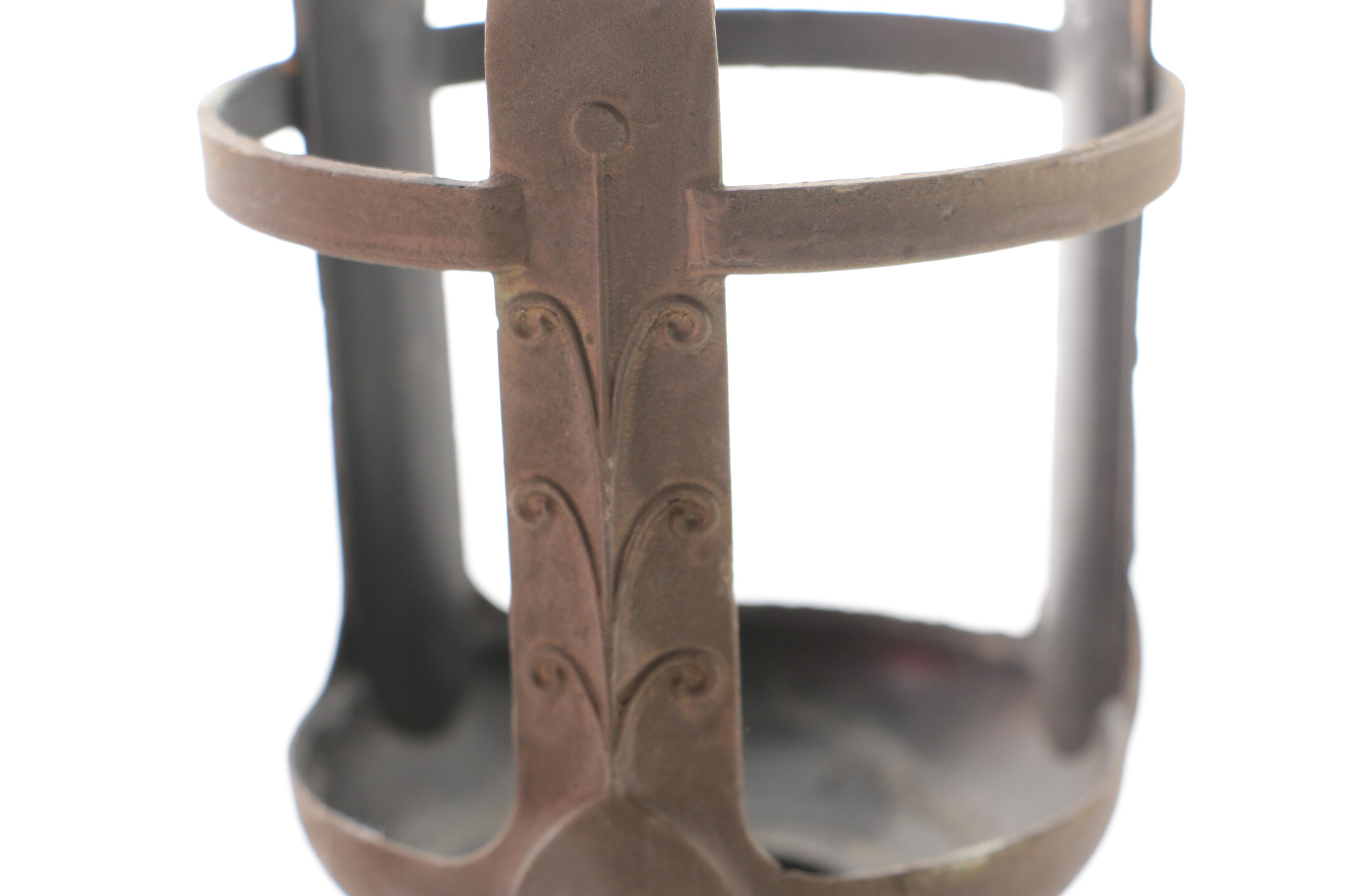 Sanctuary Red Glass and Metal Candleholders, Mid to Late 20th Century