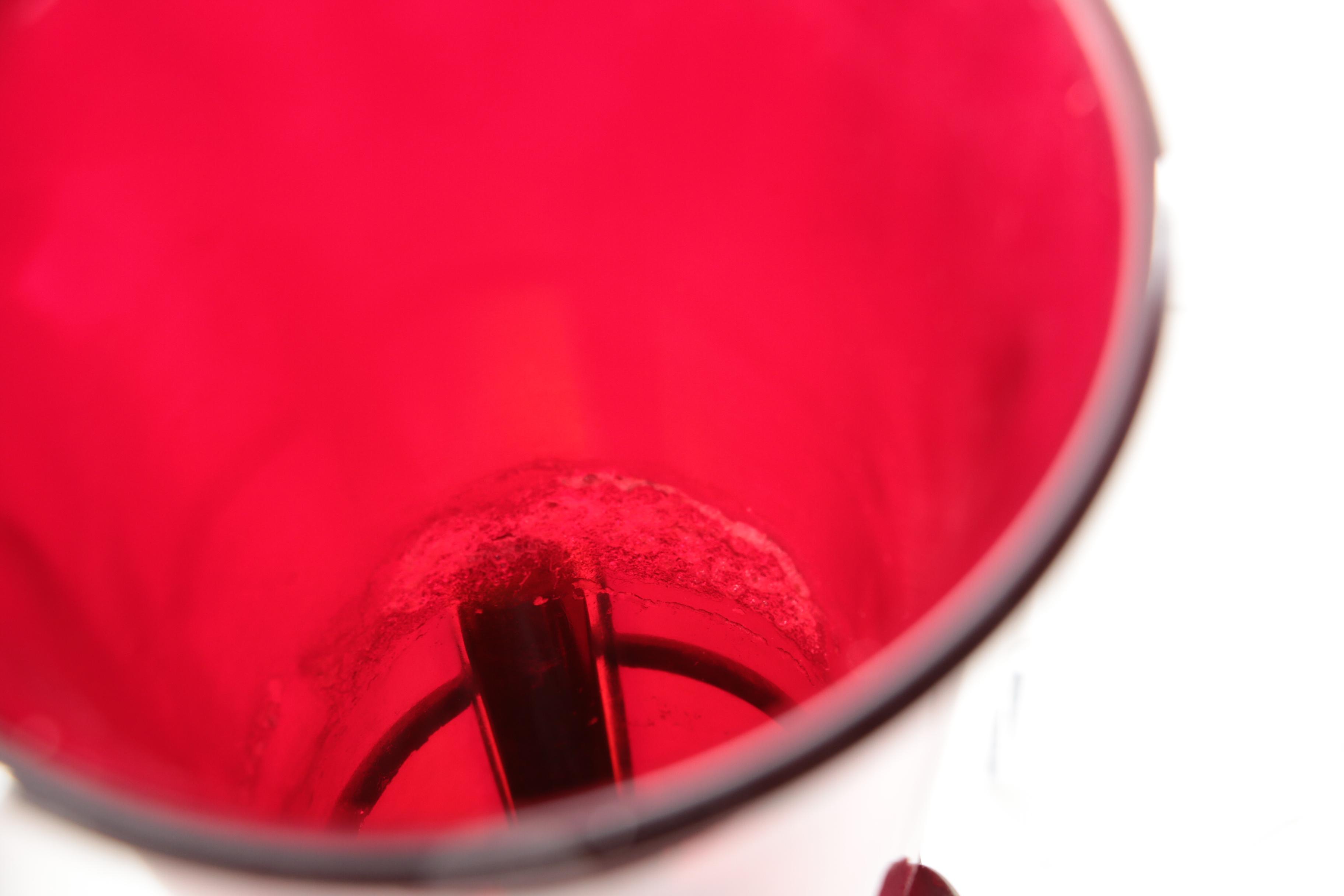 Sanctuary Red Glass and Metal Candleholders, Mid to Late 20th Century