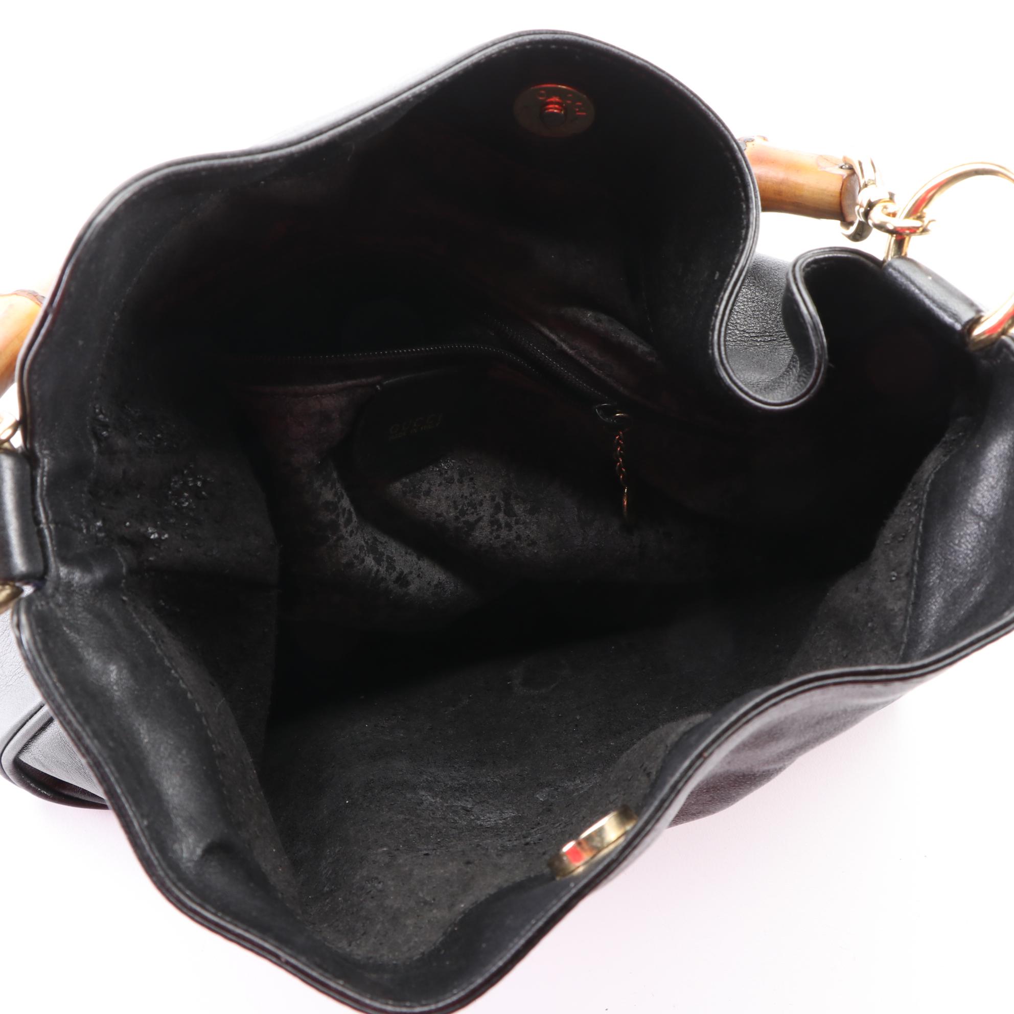 Gucci Bamboo Shoulder Bag in Black Leather