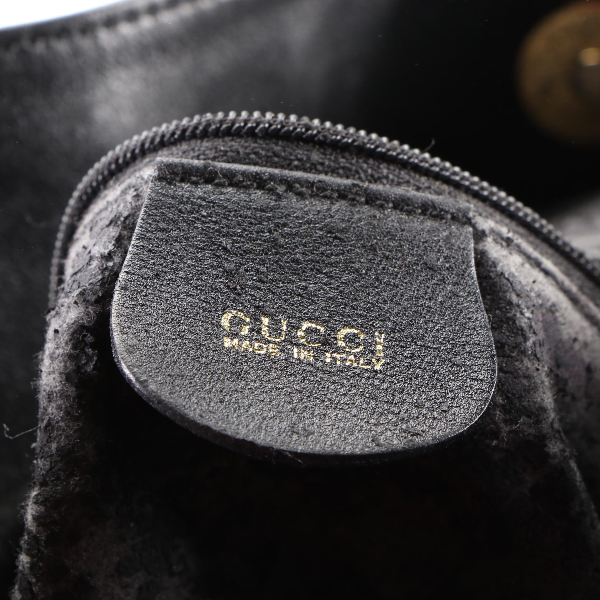 Gucci Bamboo Shoulder Bag in Black Leather