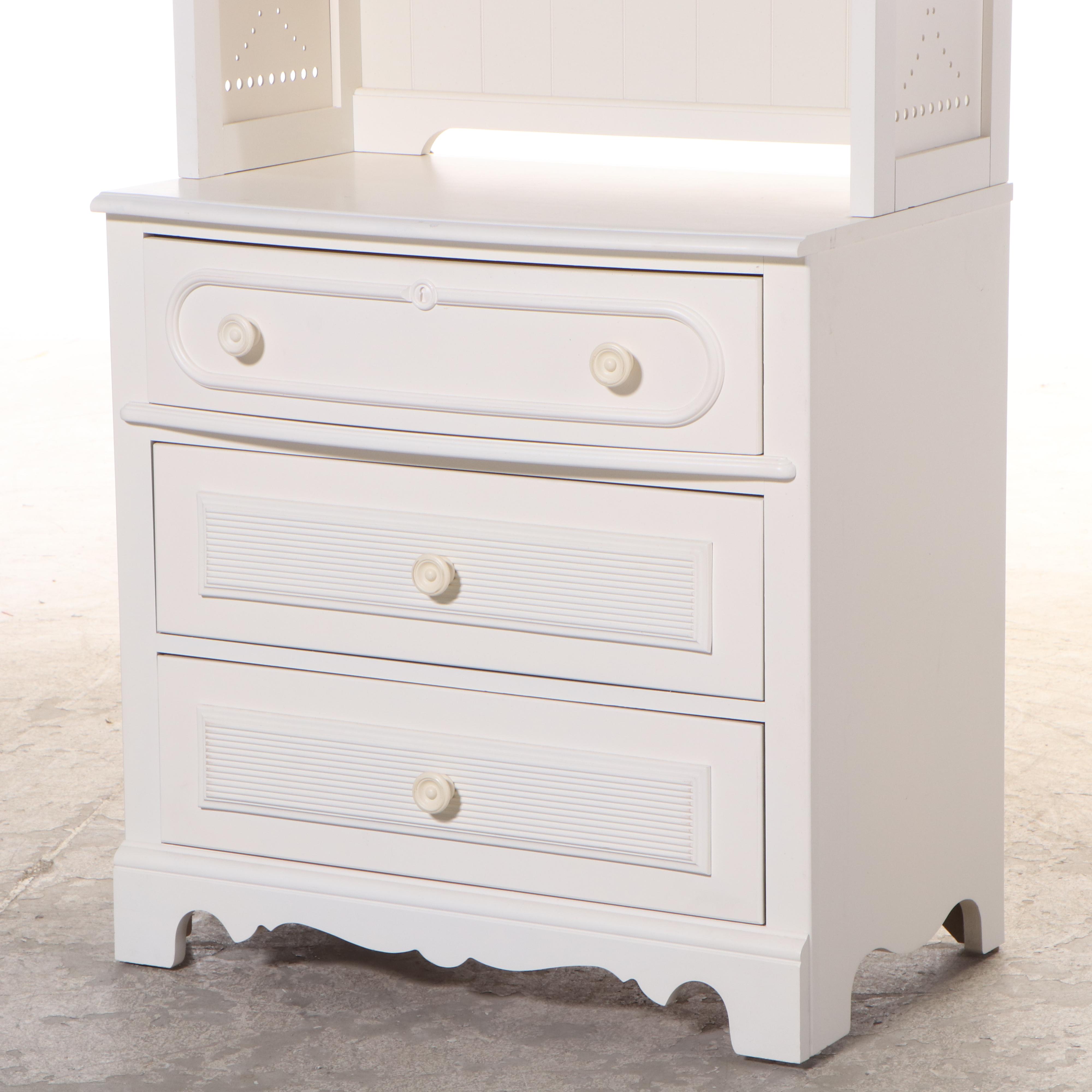 Stanley Furniture "Young America" White-Painted Three-Drawer Chest with Hutch
