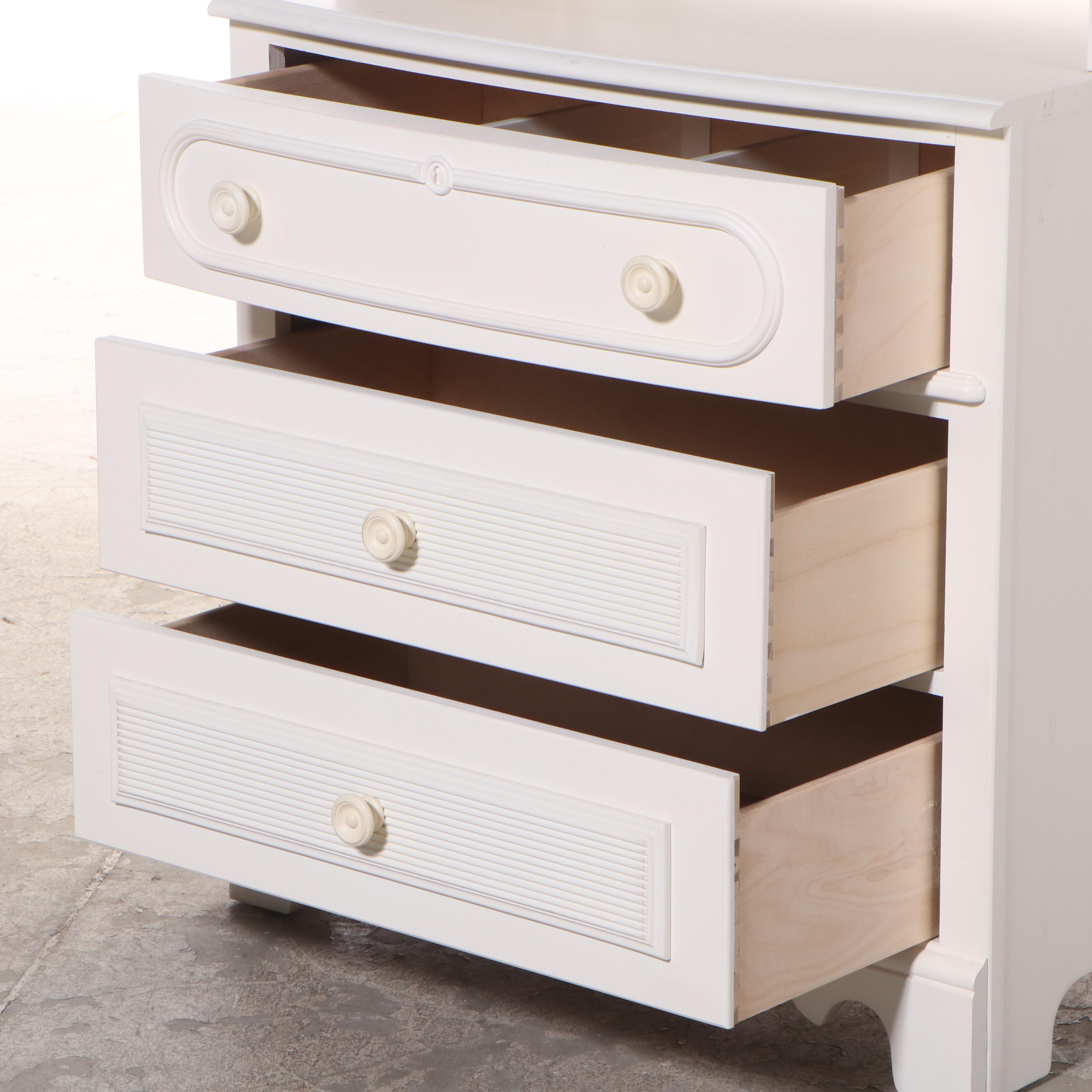 Stanley Furniture "Young America" White-Painted Three-Drawer Chest with Hutch