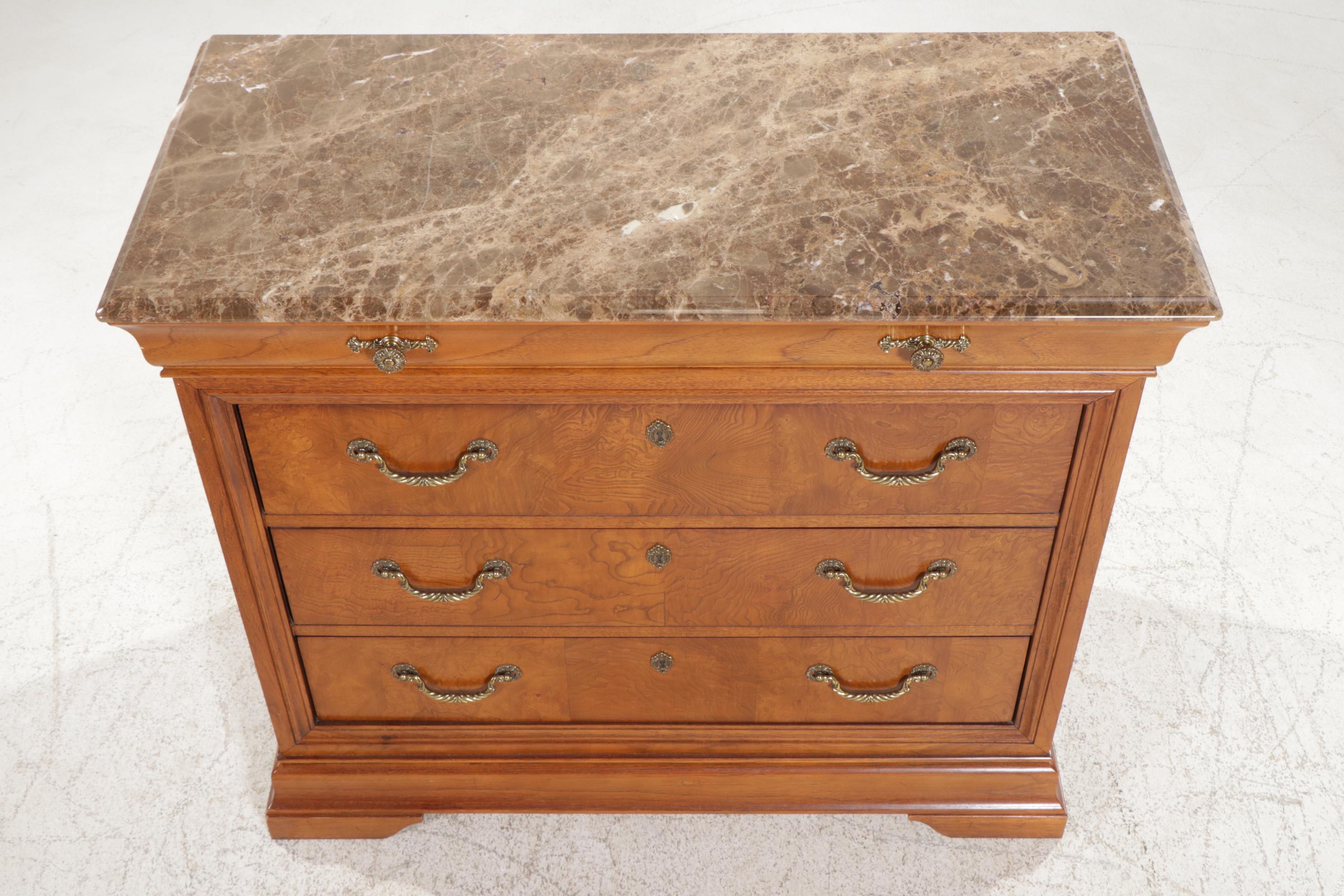 Thomasville Louis Philippe Style Walnut and Marble Top Commode