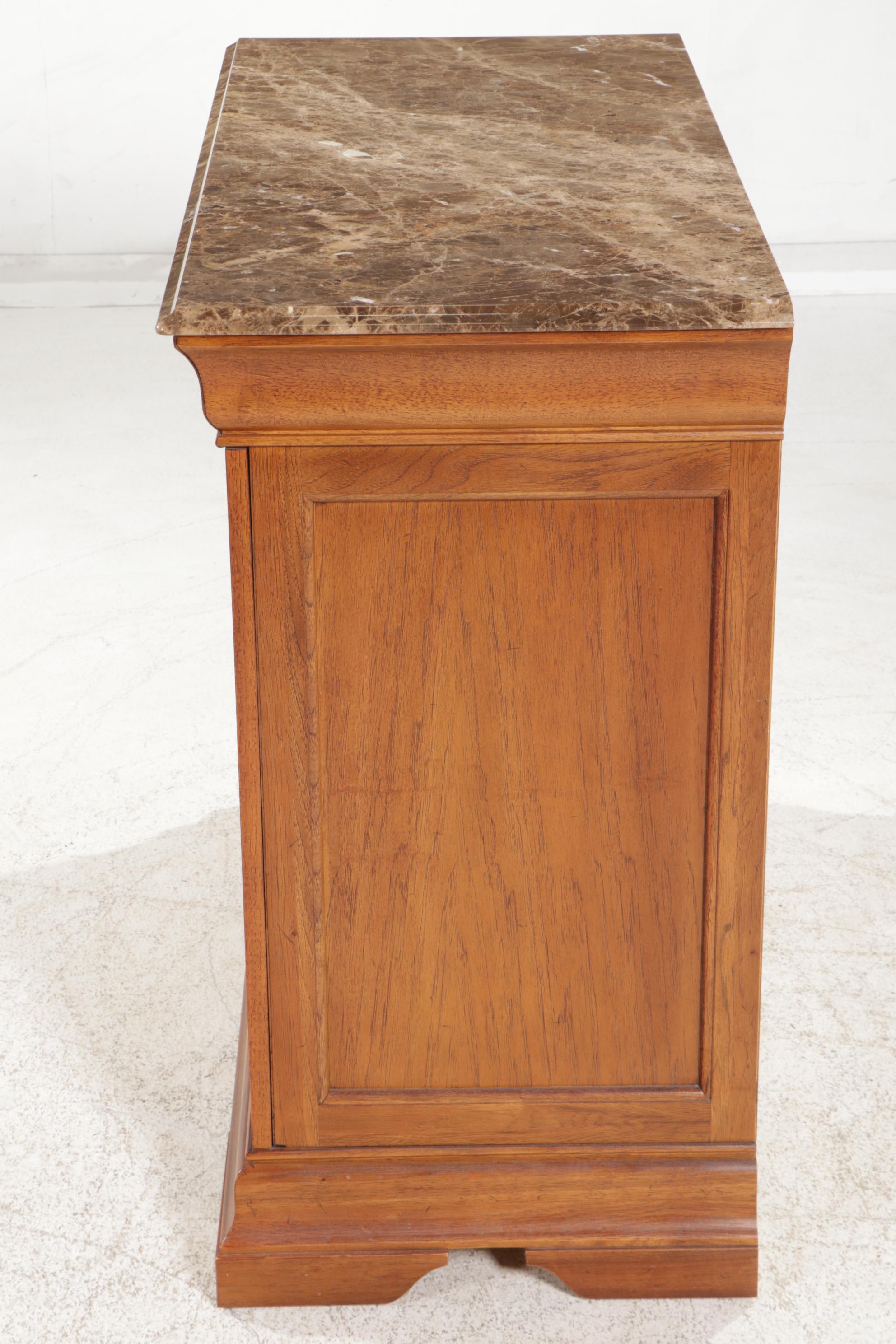 Thomasville Louis Philippe Style Walnut and Marble Top Commode