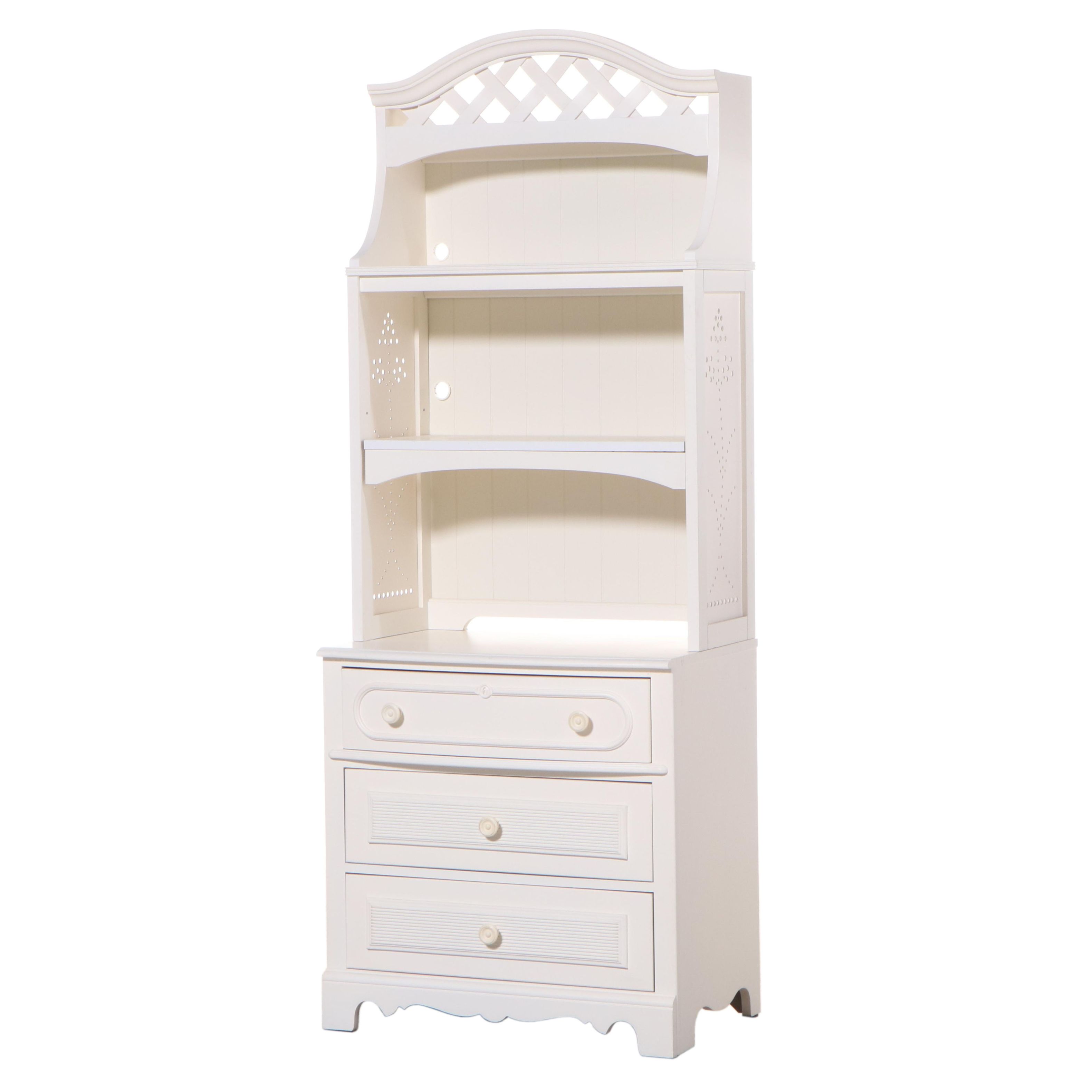 Stanley Furniture "Young America" White-Painted Three-Drawer Chest with Hutch