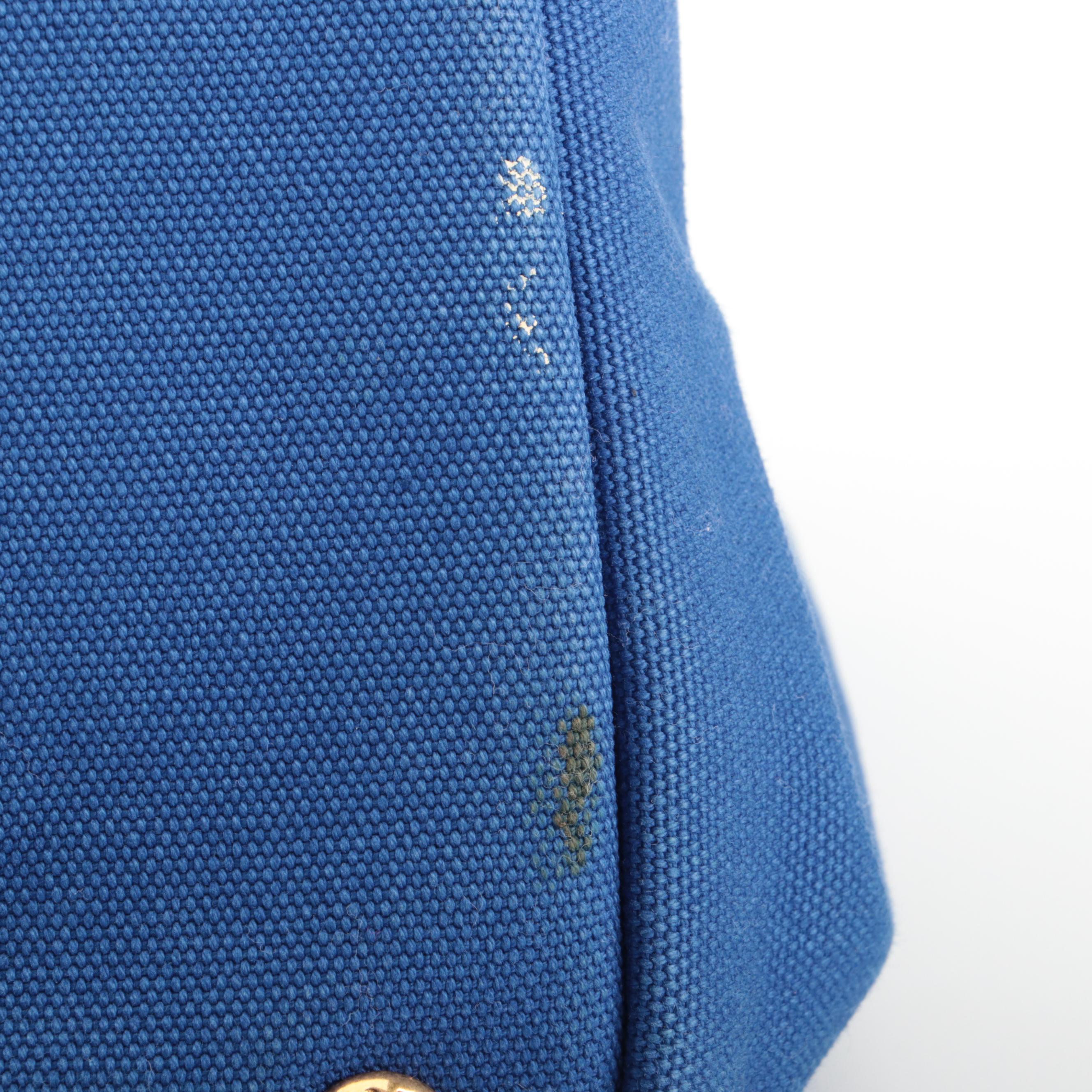 Prada Silkscreen Logo Canapa Canvas Tote Bag in Cobalt Blue