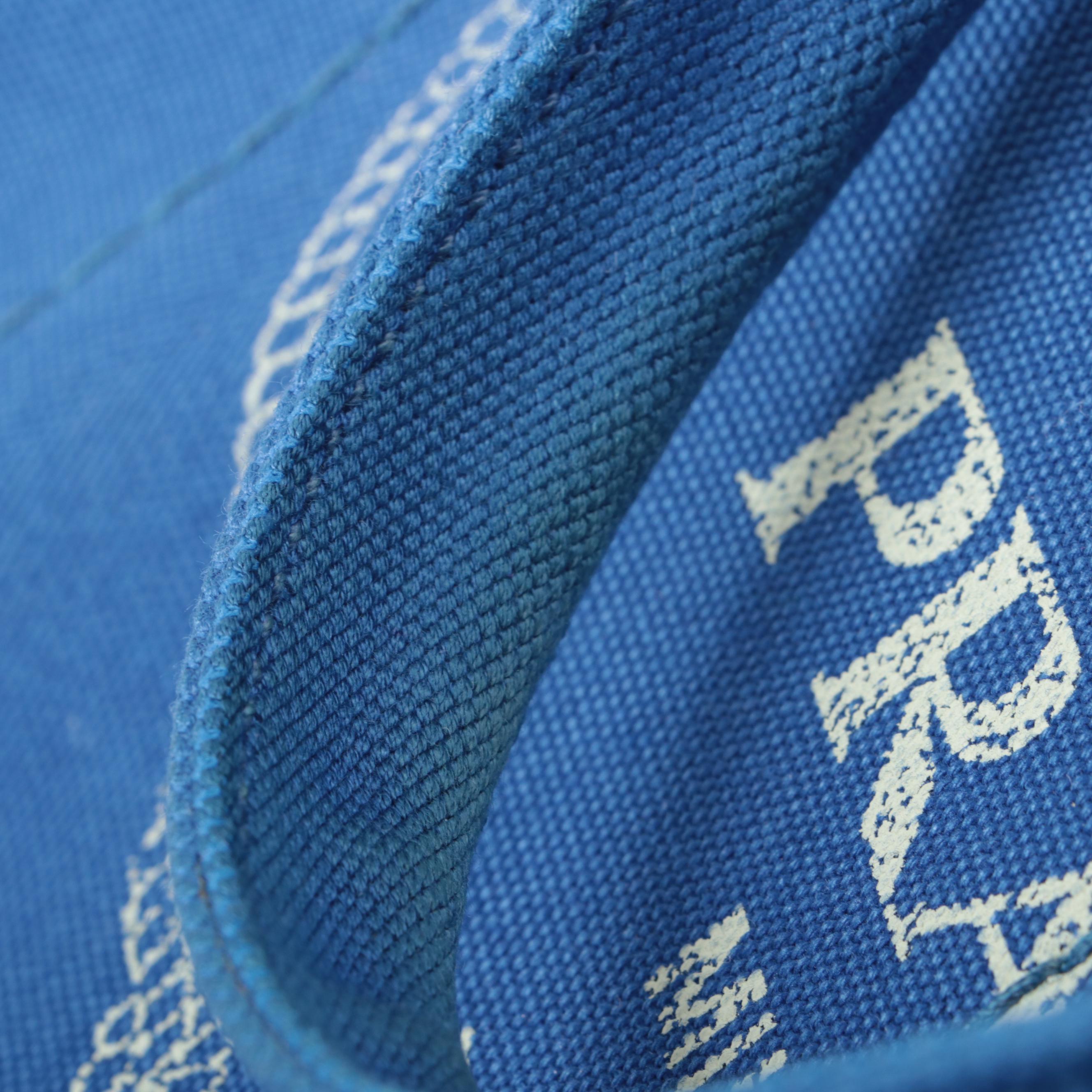 Prada Silkscreen Logo Canapa Canvas Tote Bag in Cobalt Blue