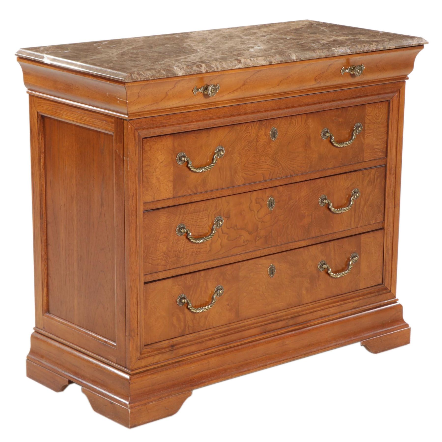 Thomasville Louis Philippe Style Walnut and Marble Top Commode