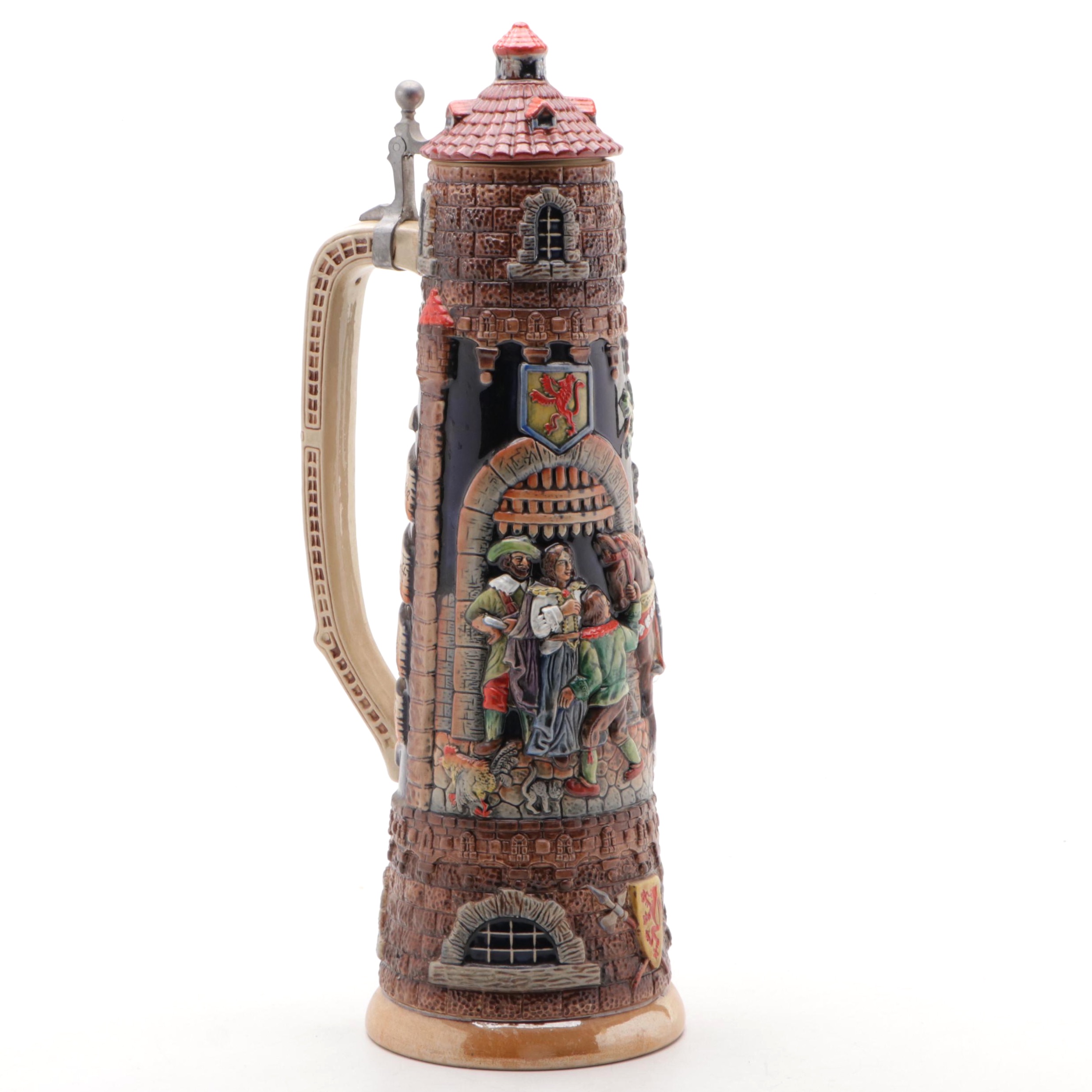 Werner Corzelius 5L Castle Tower Glazed Stoneware Beer Stein, 1954–1990