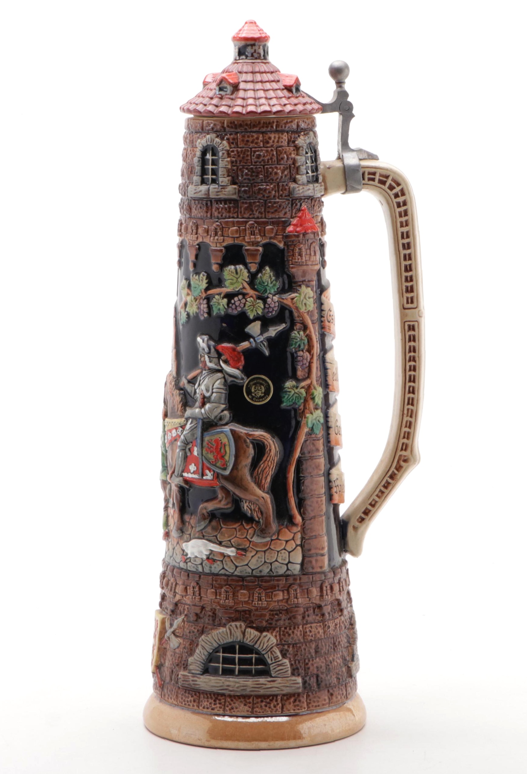 Werner Corzelius 5L Castle Tower Glazed Stoneware Beer Stein, 1954–1990