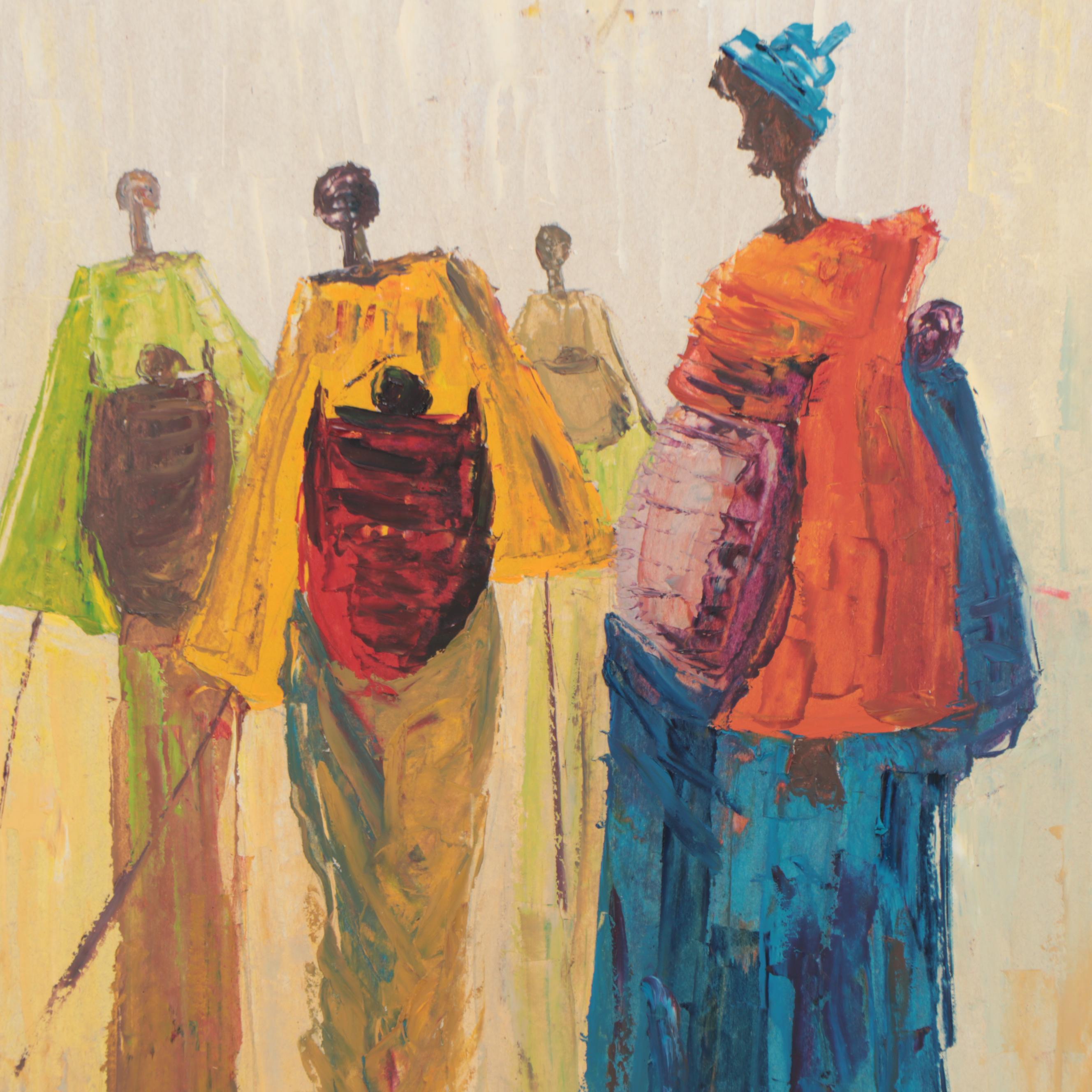 Bayo Ogundele Oil Painting "Mothers," 2008
