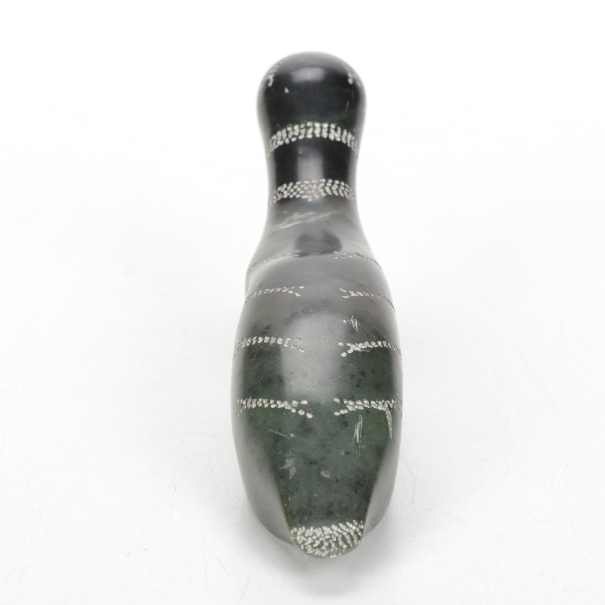 Hand Carved Inuit Soapstone Loon, 1979