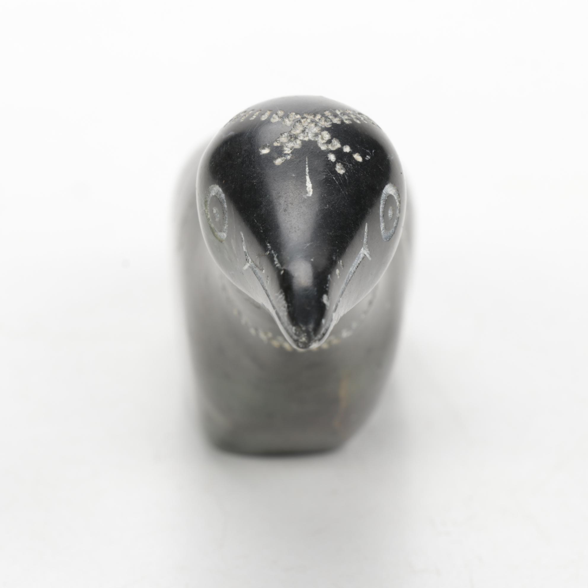 Hand Carved Inuit Soapstone Loon, 1979