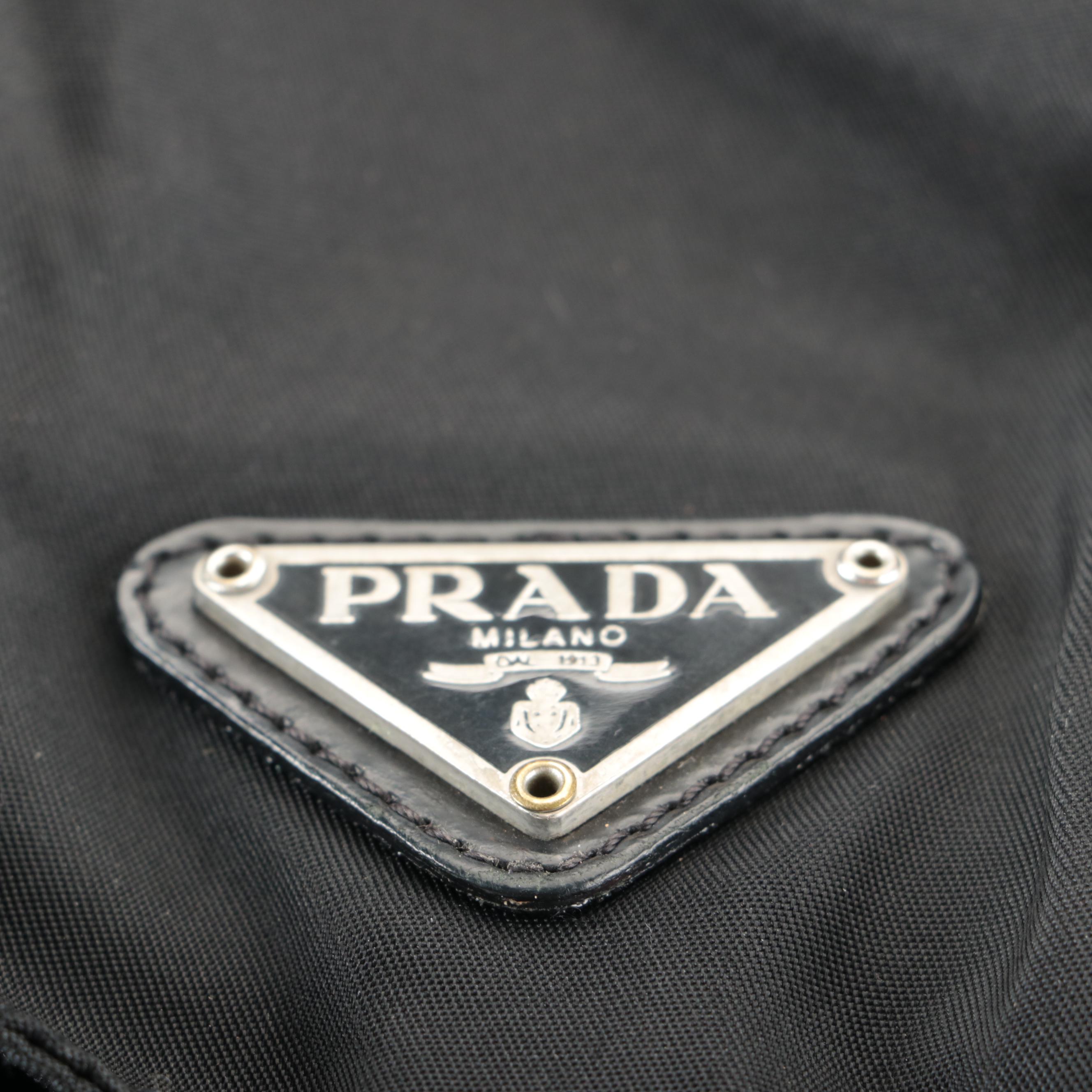 Prada Drawstring Backpack in Black Tessuto Nylon with Leather Trim