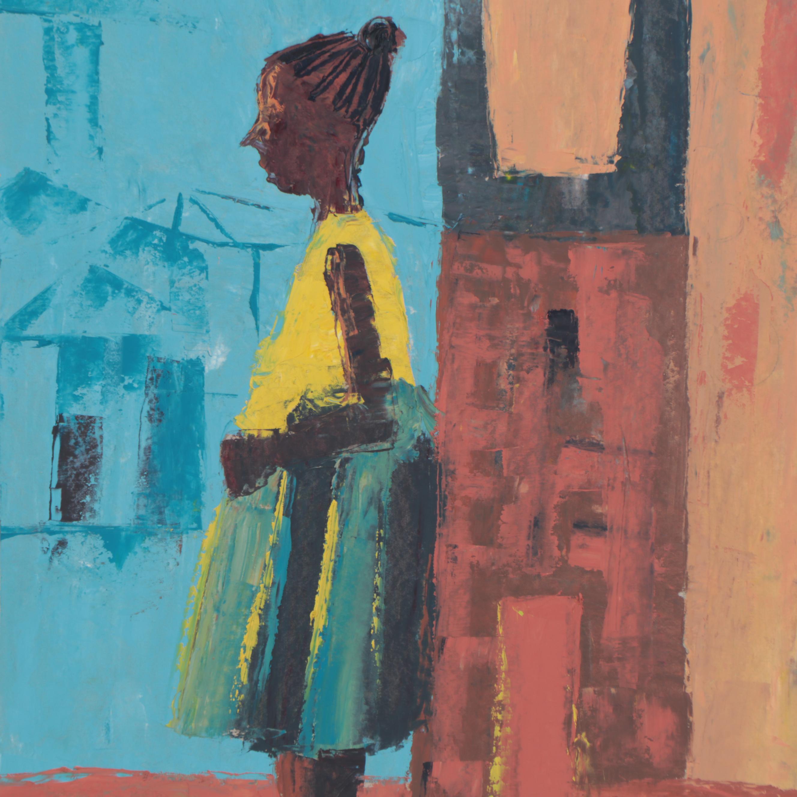 Bayo Ogundele Oil Painting "Pencive Mood," 2004