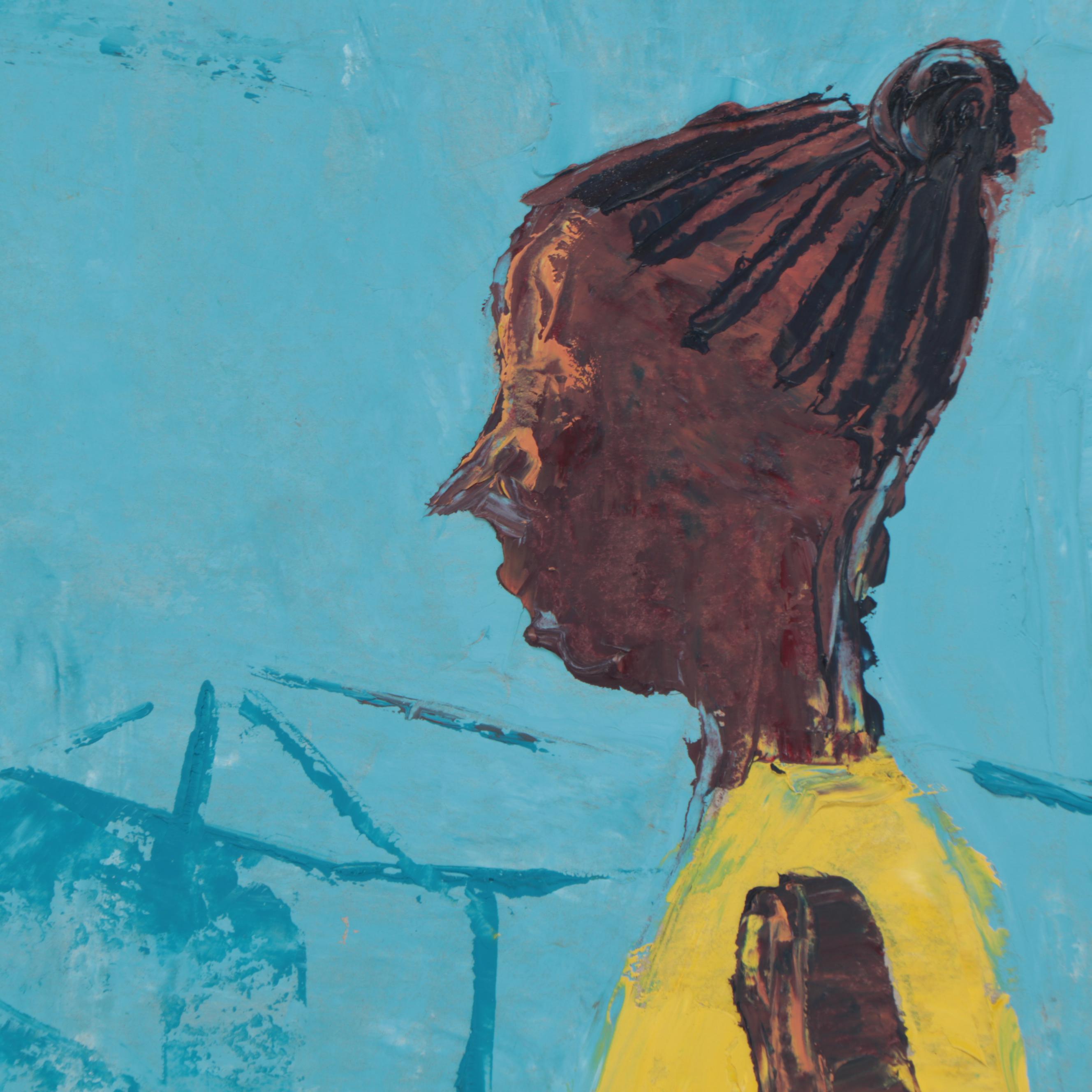 Bayo Ogundele Oil Painting "Pencive Mood," 2004