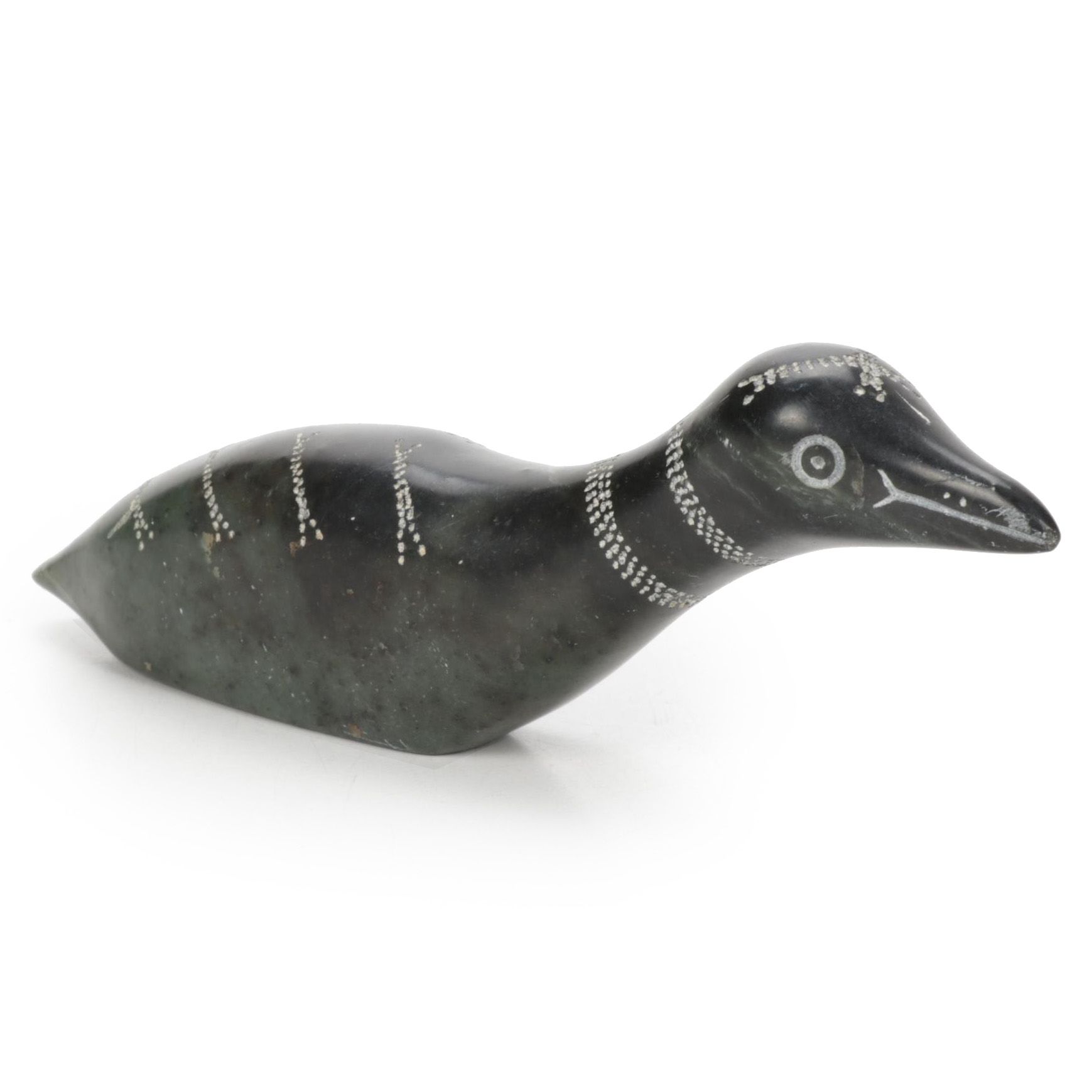 Hand Carved Inuit Soapstone Loon, 1979