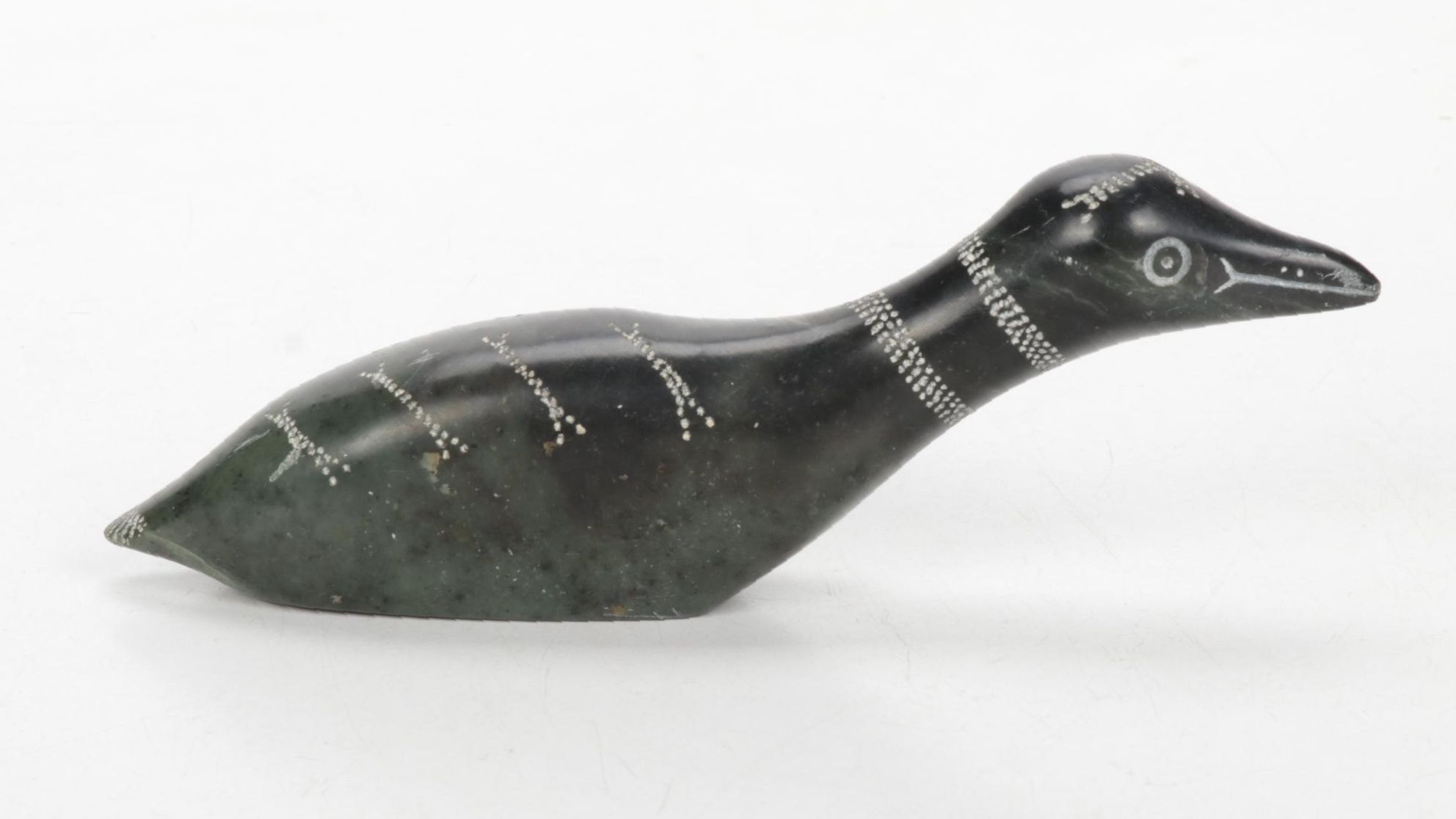 Hand Carved Inuit Soapstone Loon, 1979