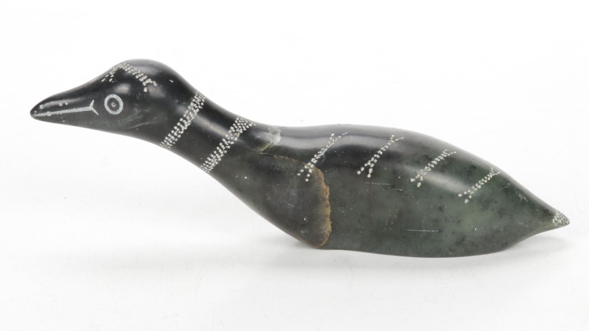Hand Carved Inuit Soapstone Loon, 1979