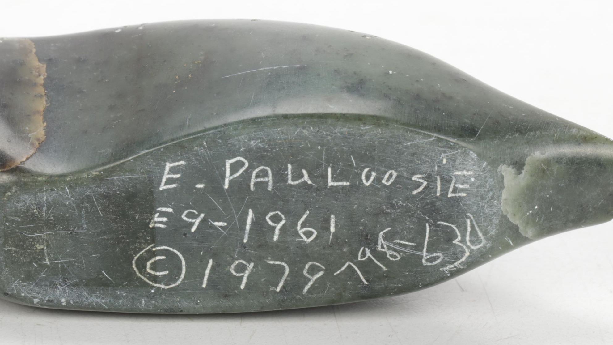 Hand Carved Inuit Soapstone Loon, 1979